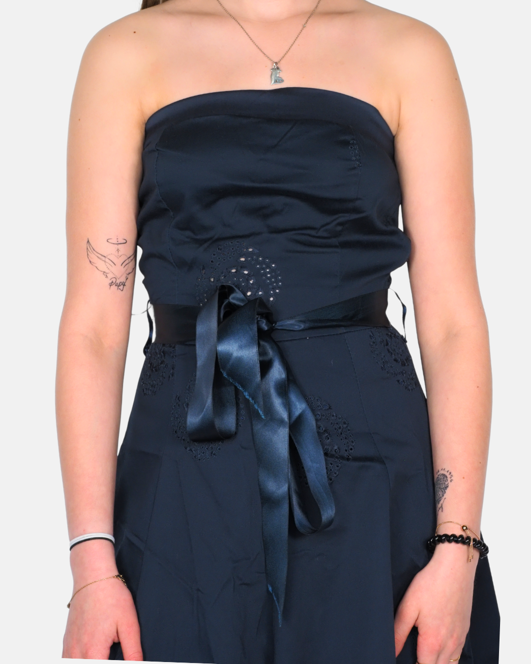 Y2K Strapless Satin Bow Mini Dress