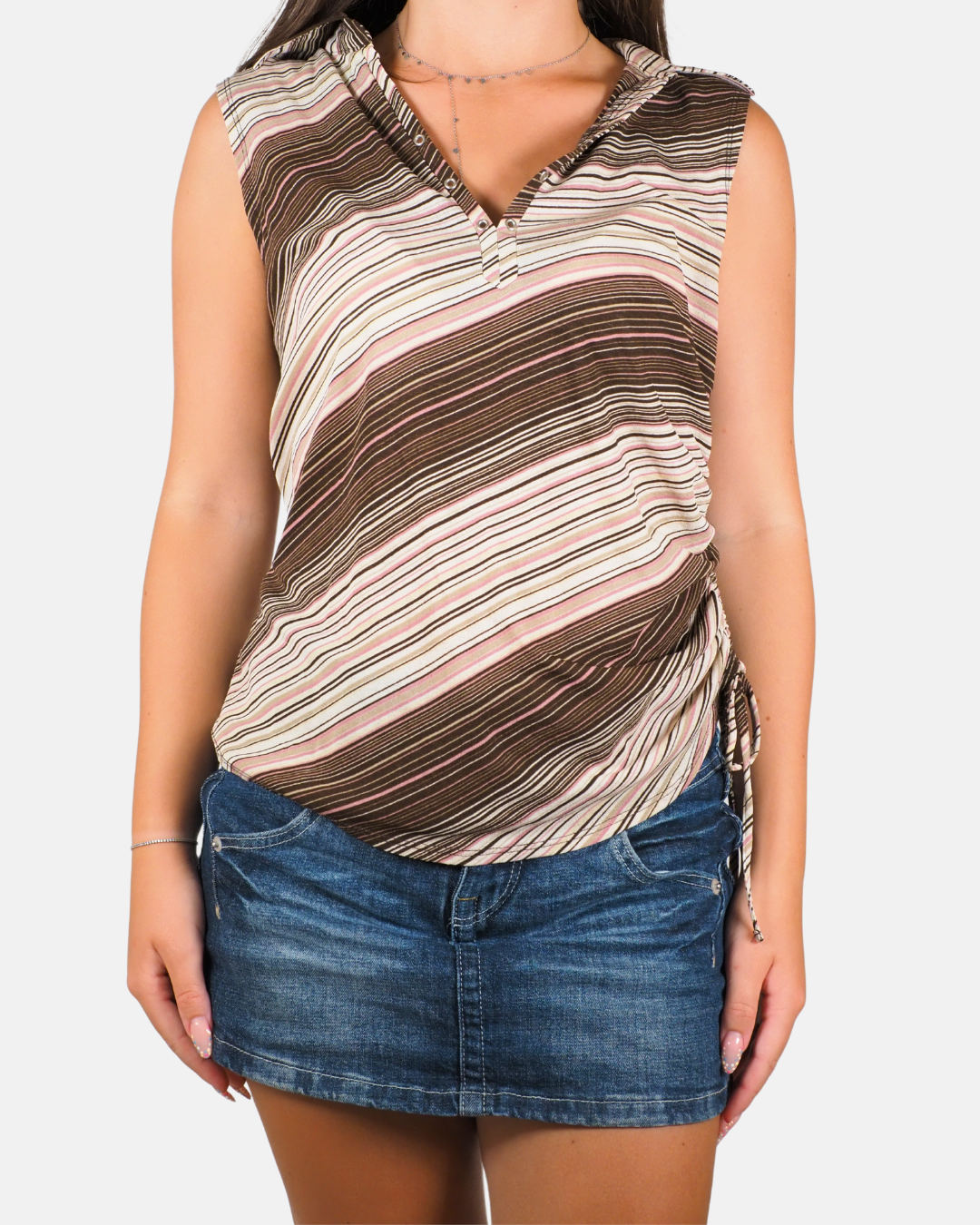Ruched Stripe Sleeveless Top - Dorothy Perkins