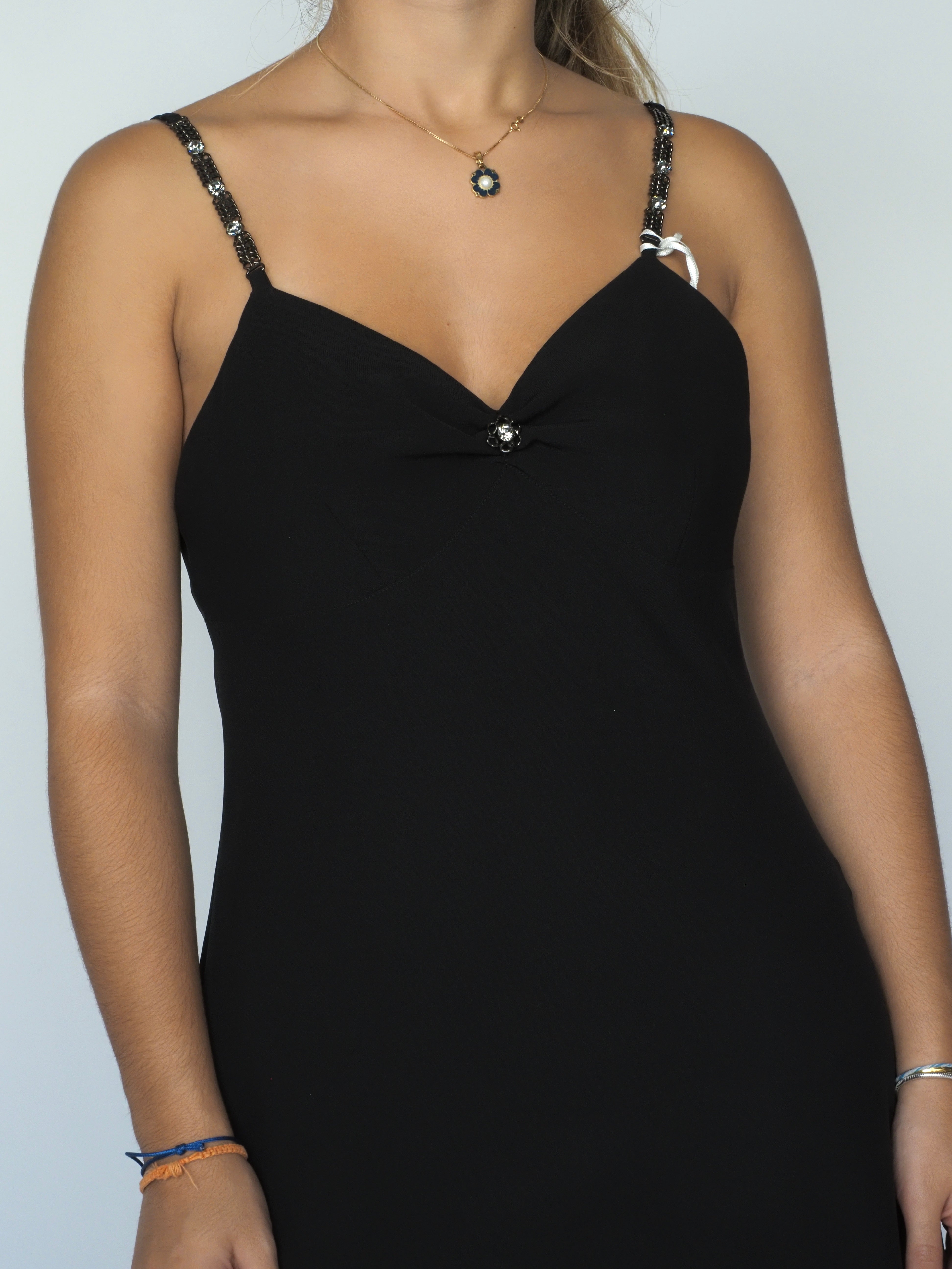 Black Rhinestone Strap Midi Dress – Kanoe’