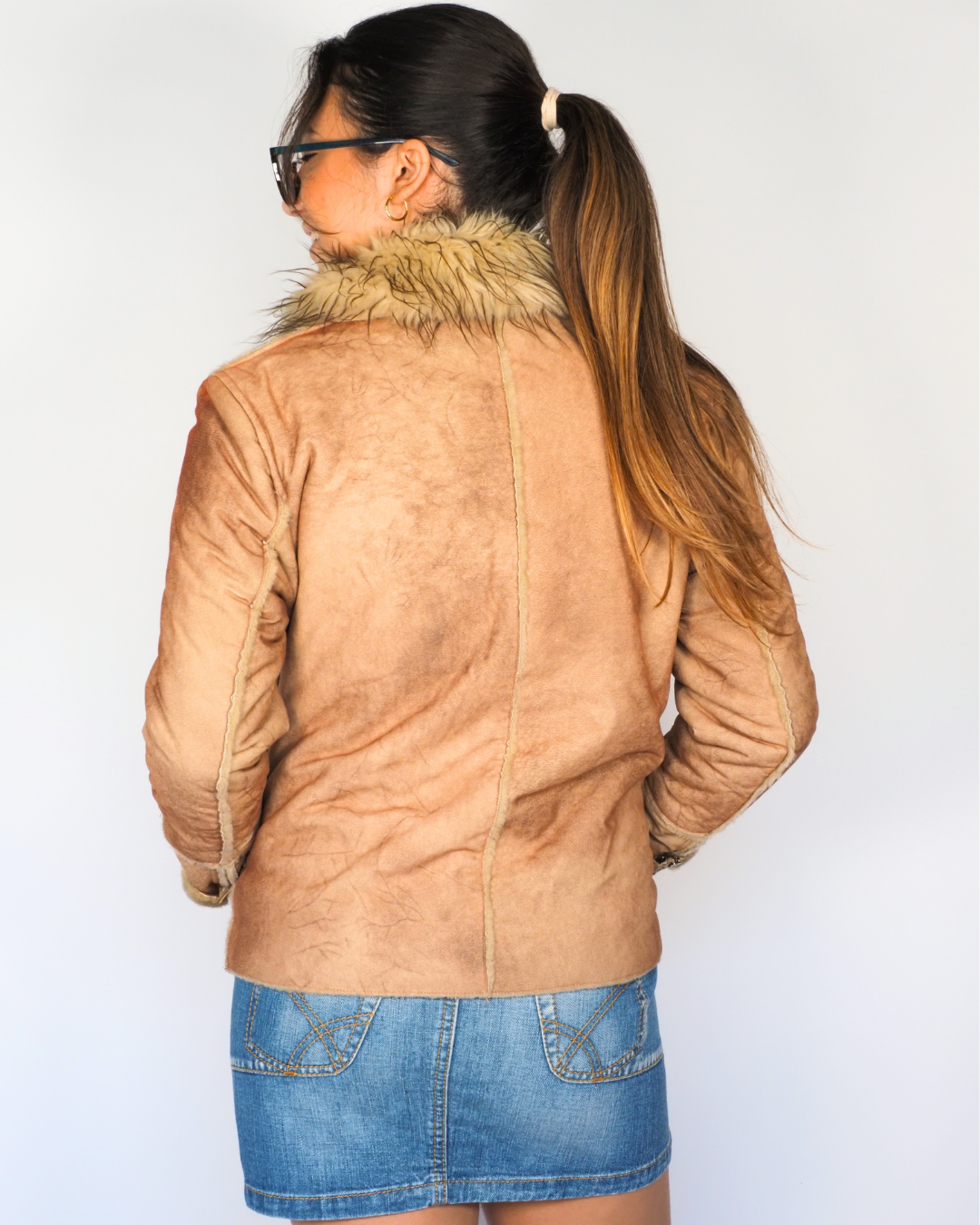 Tan Faux Suede Shearling Jacket – Aplx – Camel