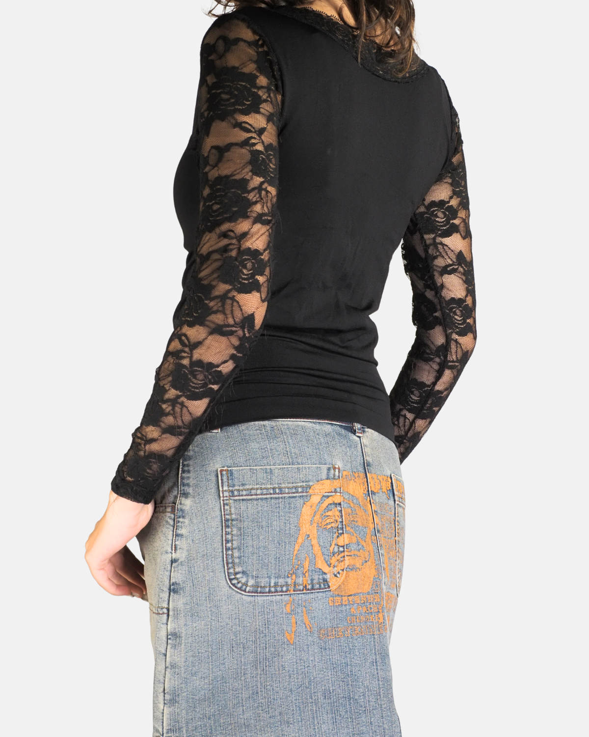Black Floral Lace Long Sleeve Top