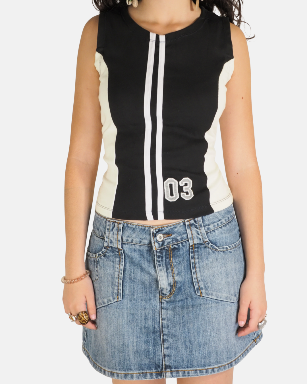 Black & White Sporty Fitted Top - Flipper