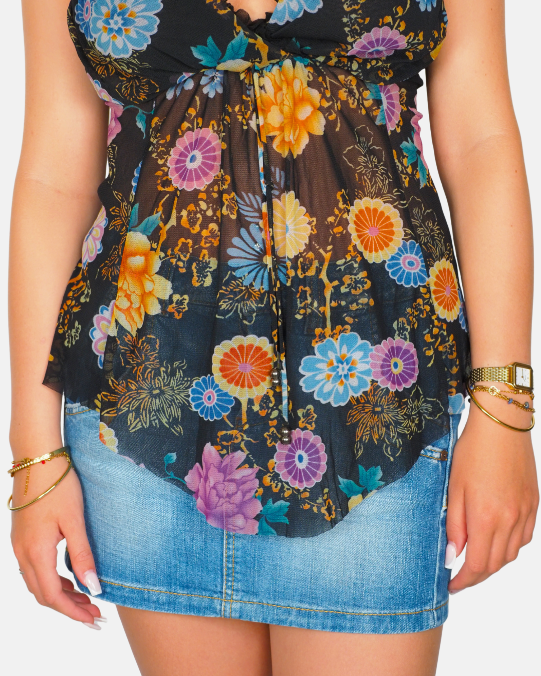 Black Calliope Floral Halter Top