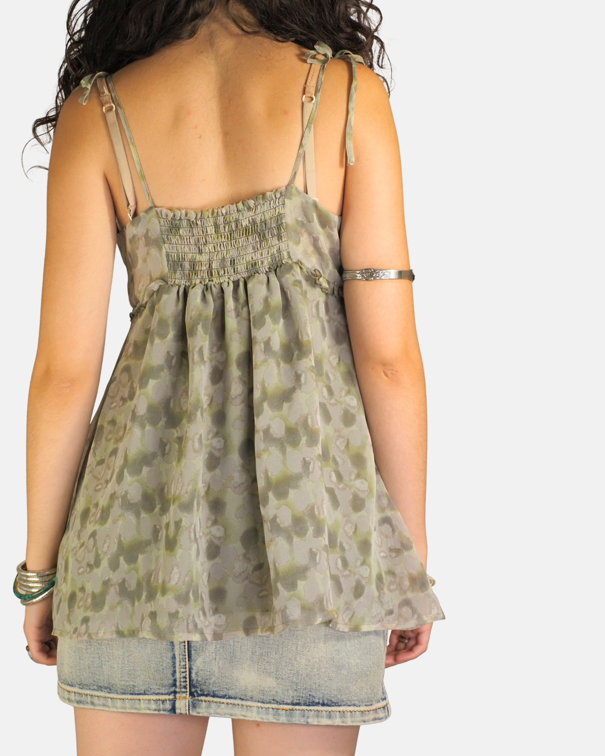 Sage Green Chiffon Babydoll Cami Top - Naf Naf
