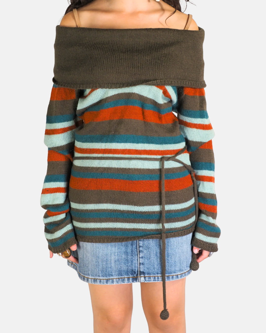 Colorful Striped Off-Shoulder Sweater - Orsay