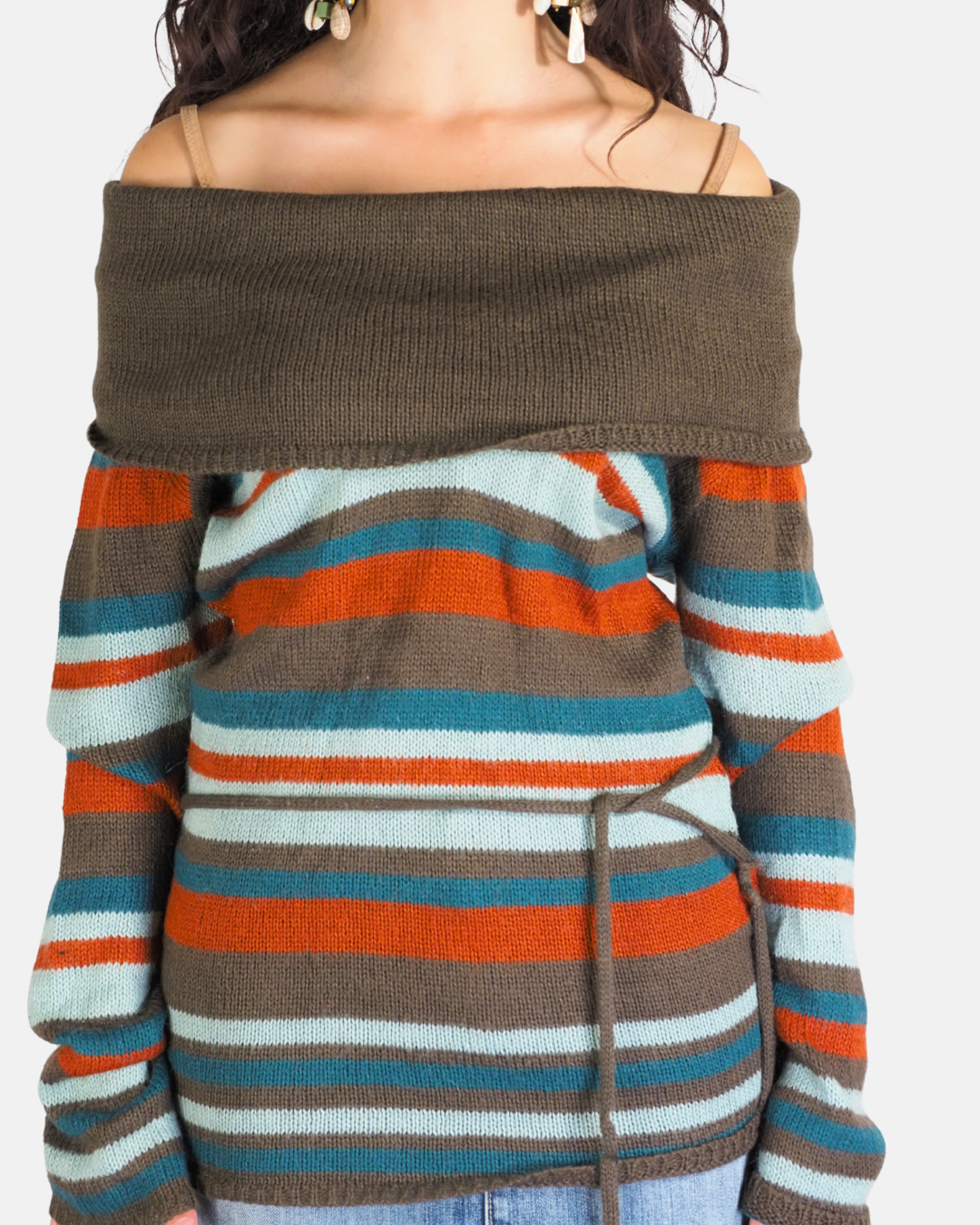 Colorful Striped Off-Shoulder Sweater - Orsay
