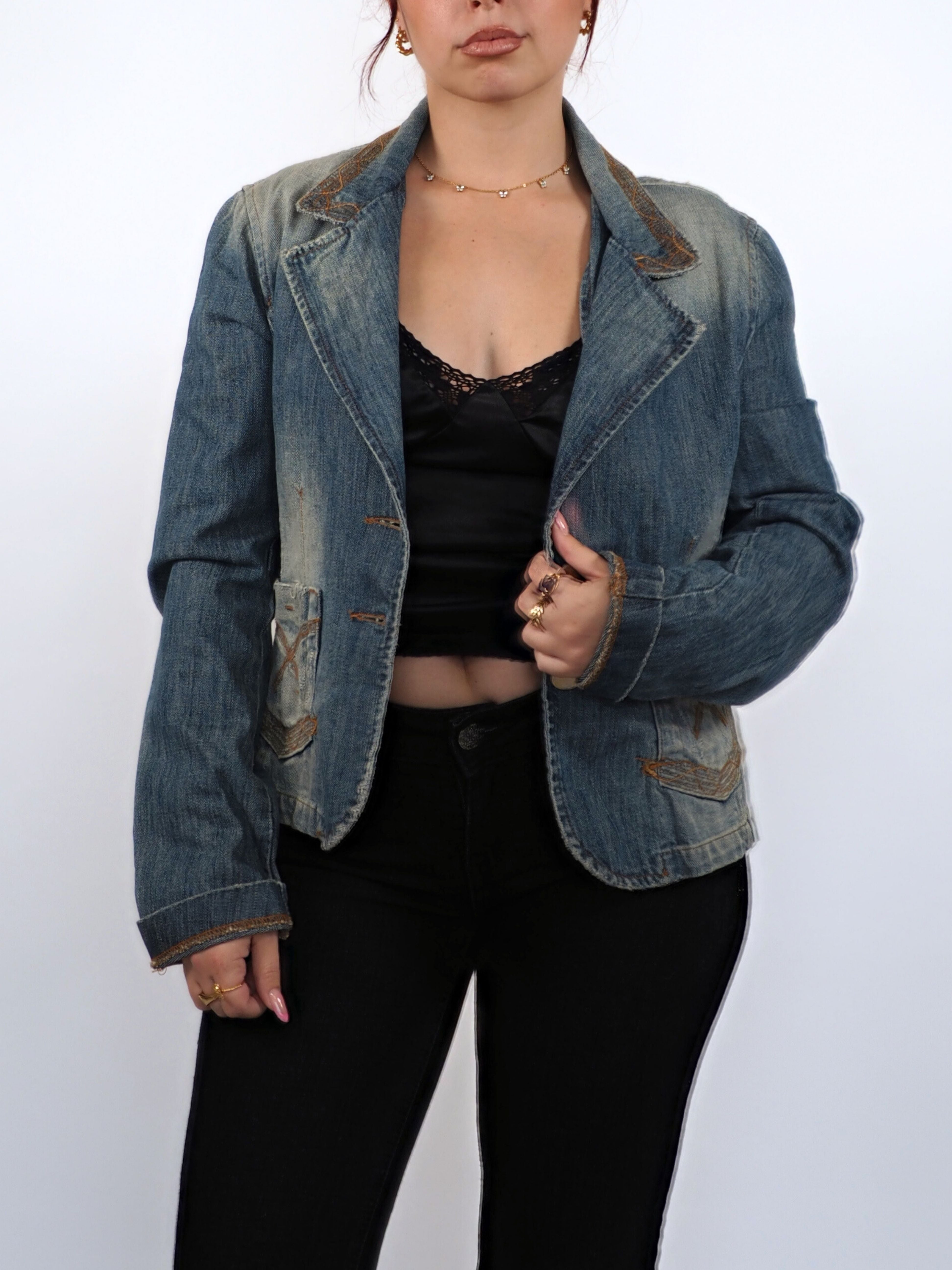 Vintage Deadstock Flygirl Unique Denim Blazer Jacket