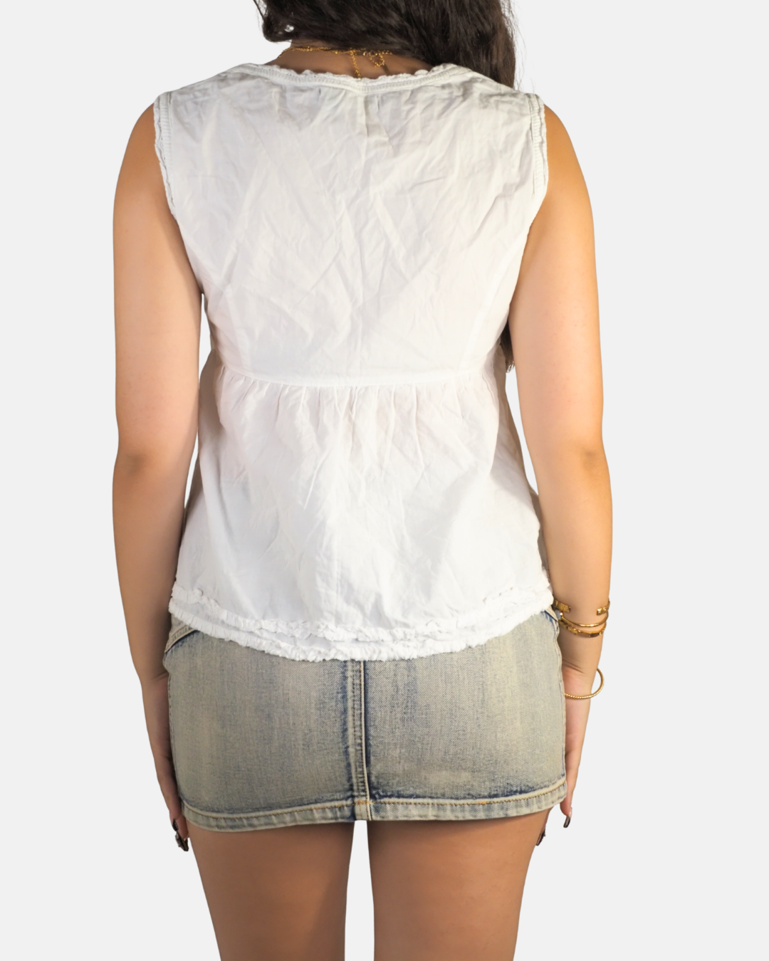 Y2K White Romantic Tie Front Babydoll Top
