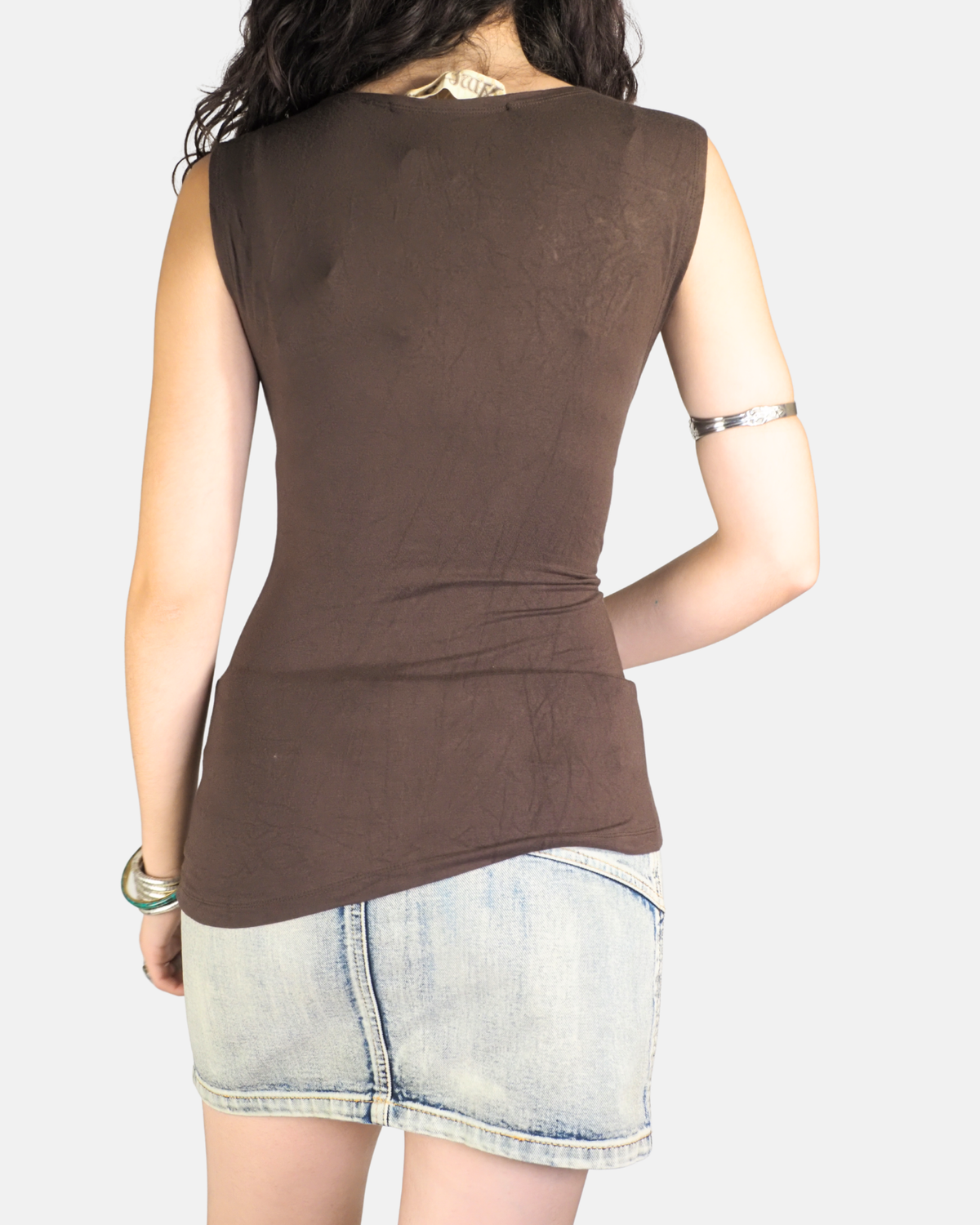Chocolate Brown Ruched Wrap Top - Ameno
