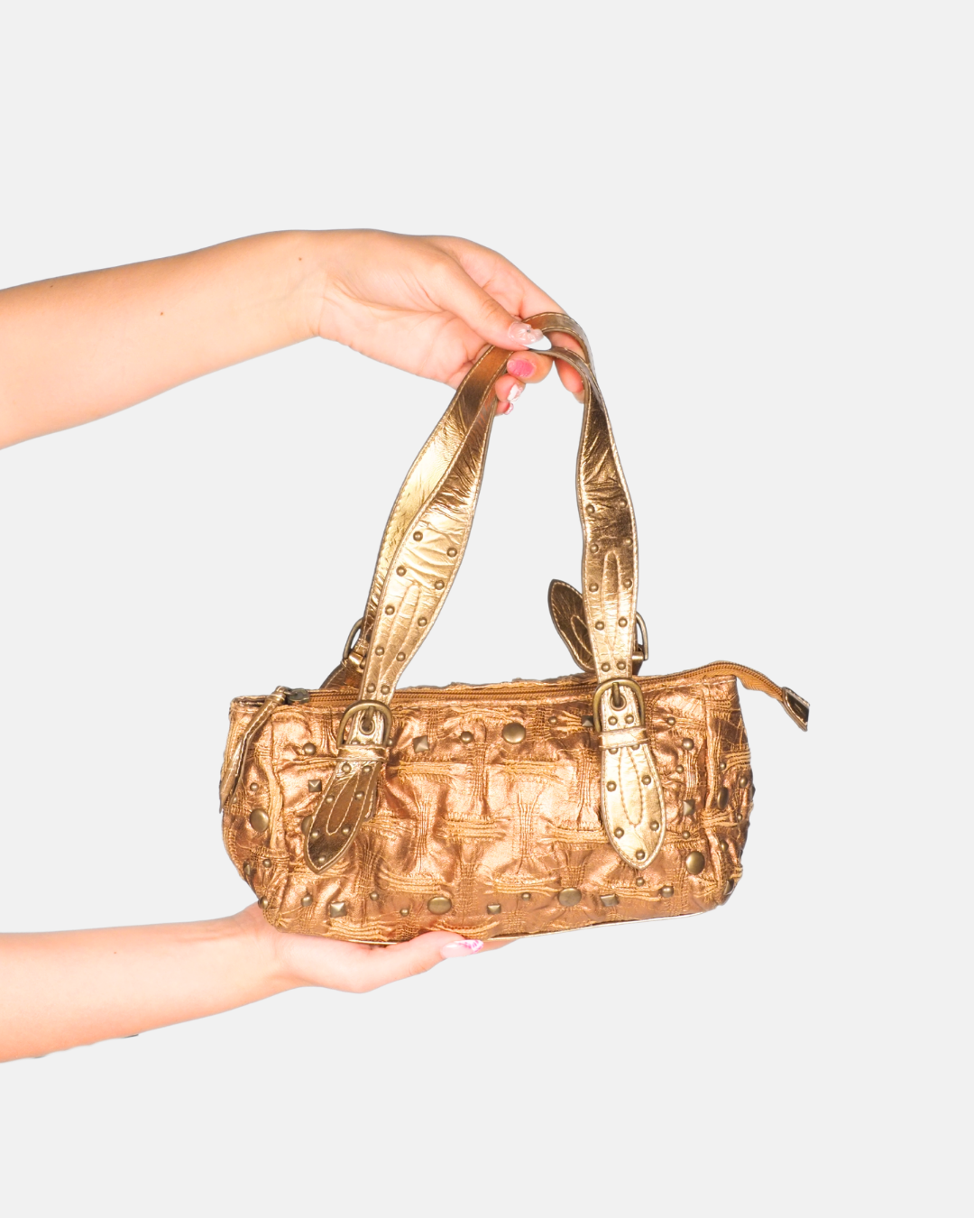 Y2K Glam Studded Barrel Bag