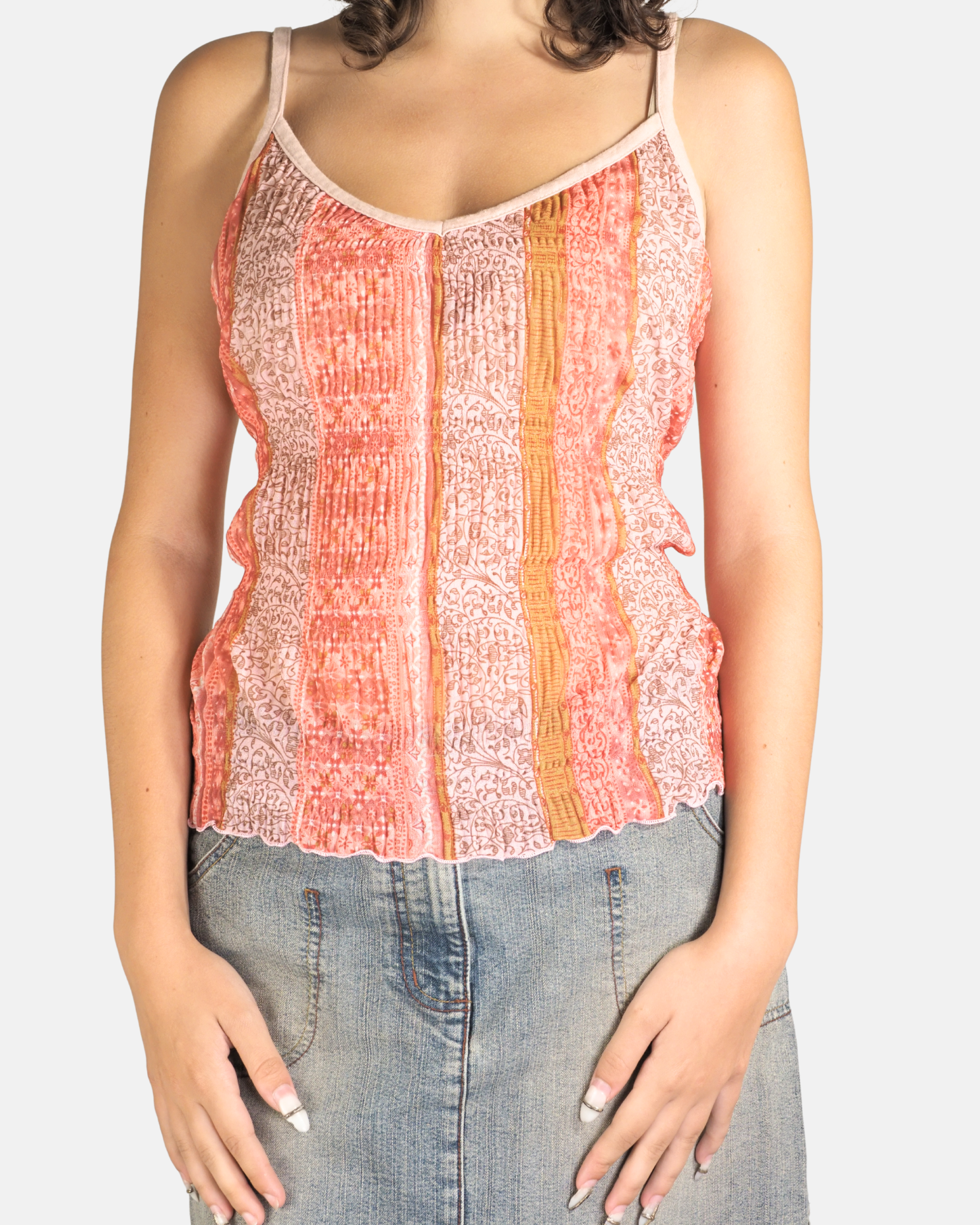 Peach Paisley Cami Top - Saix