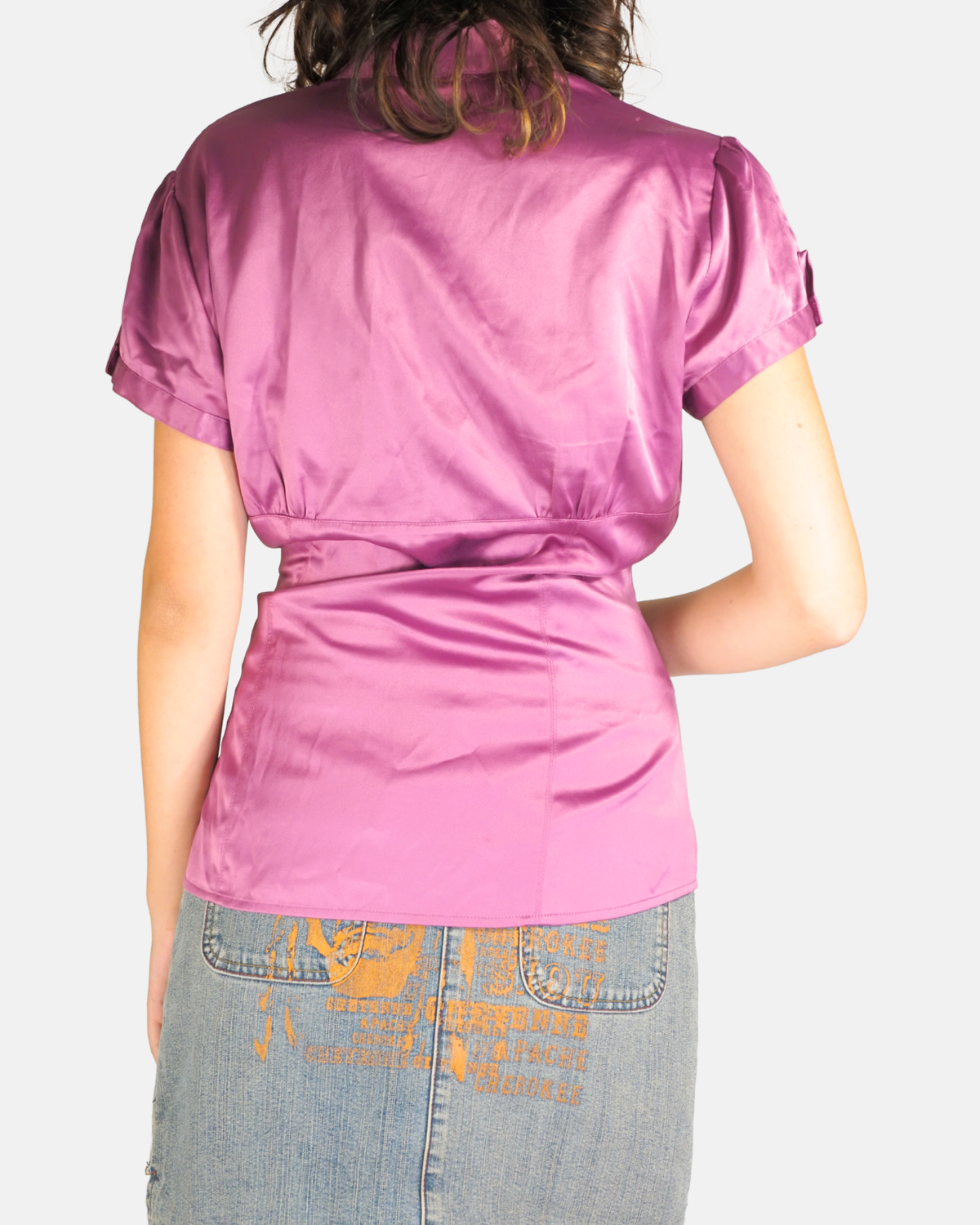 Purple Satin Fitted Blouse - Promod