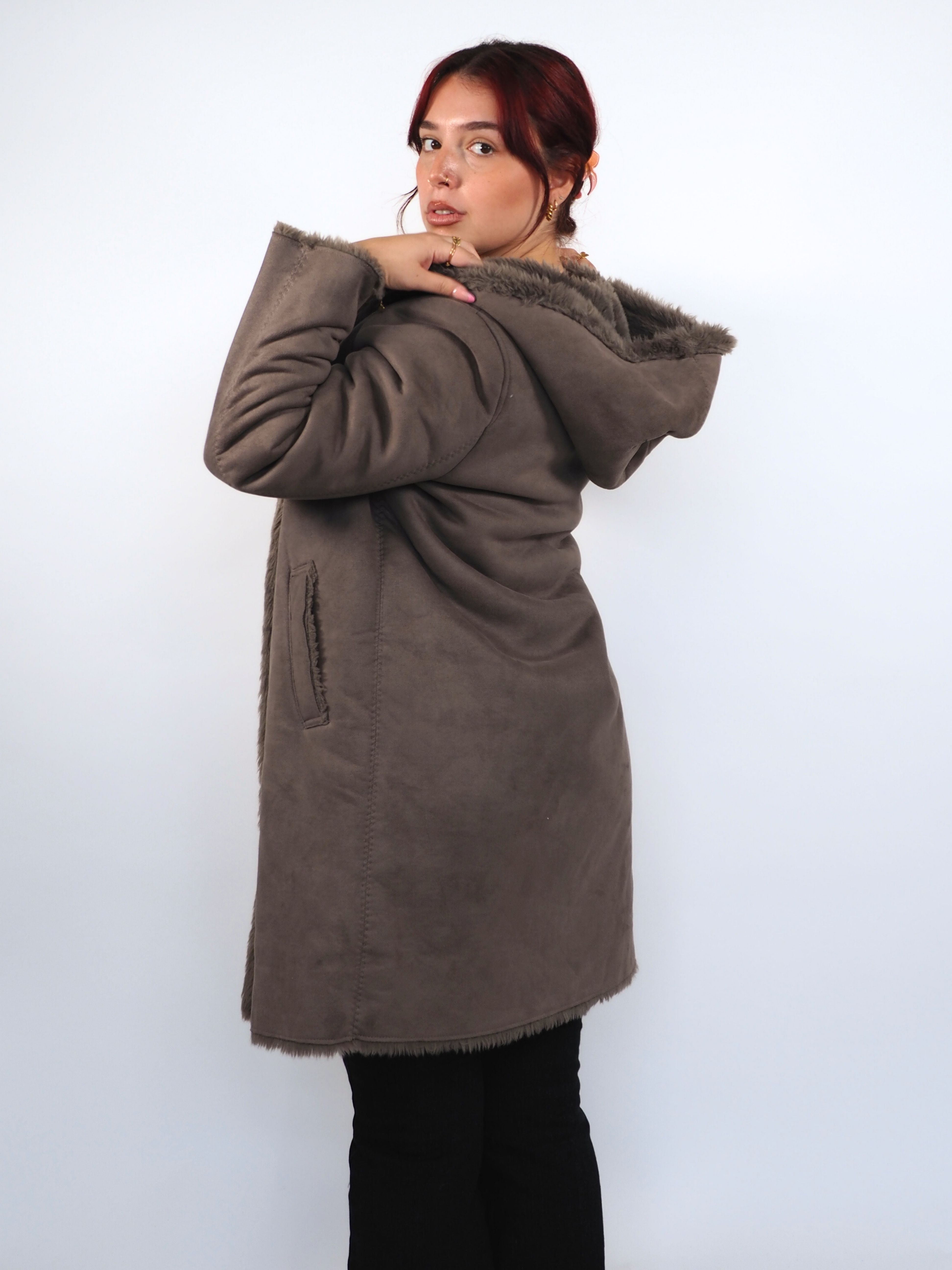 Vintage Uniqlo Faux Fur Brown Coat