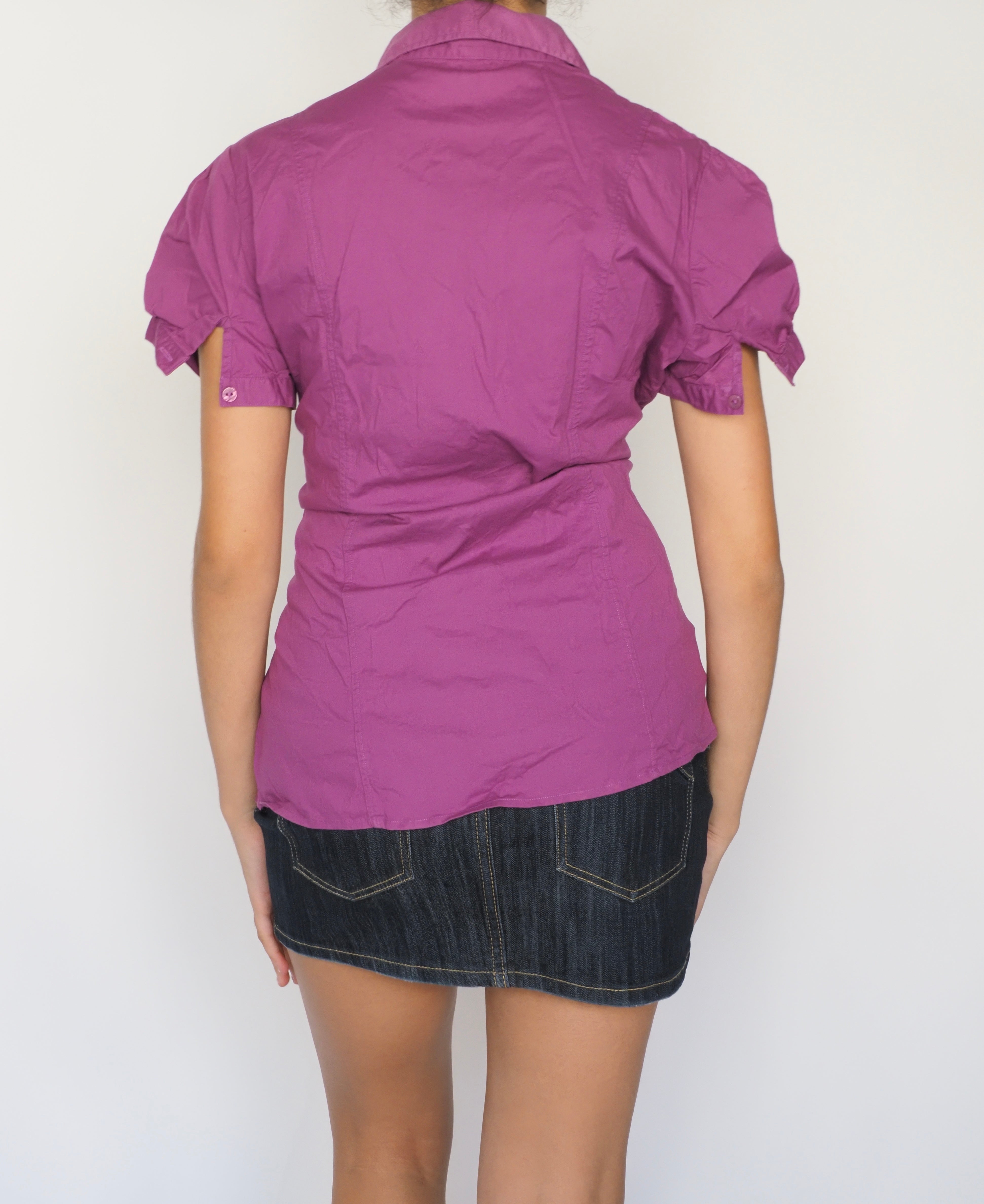 Magenta Puff Sleeve Button-Up Blouse – United Colors of Benetton