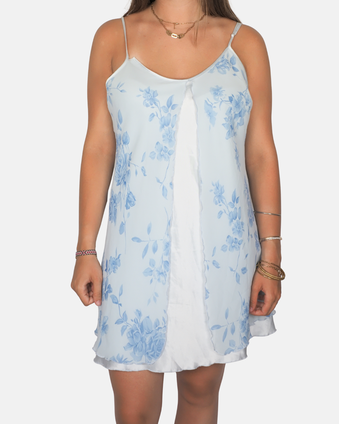 Blue Floral Chiffon Babydoll Nightdress - C&A Lingerie