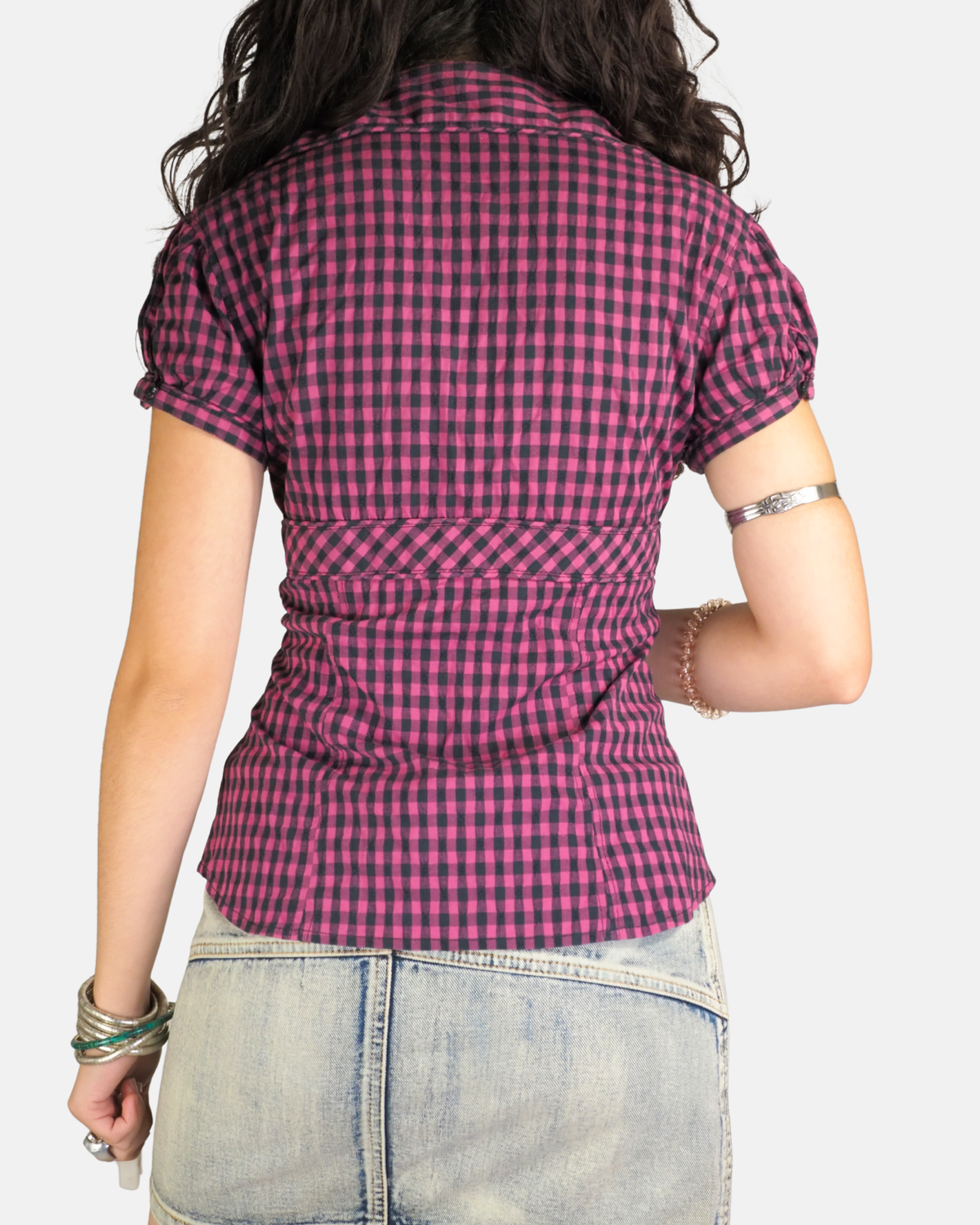 Pink & Black Gingham Fitted Shirt - Tally Weijl