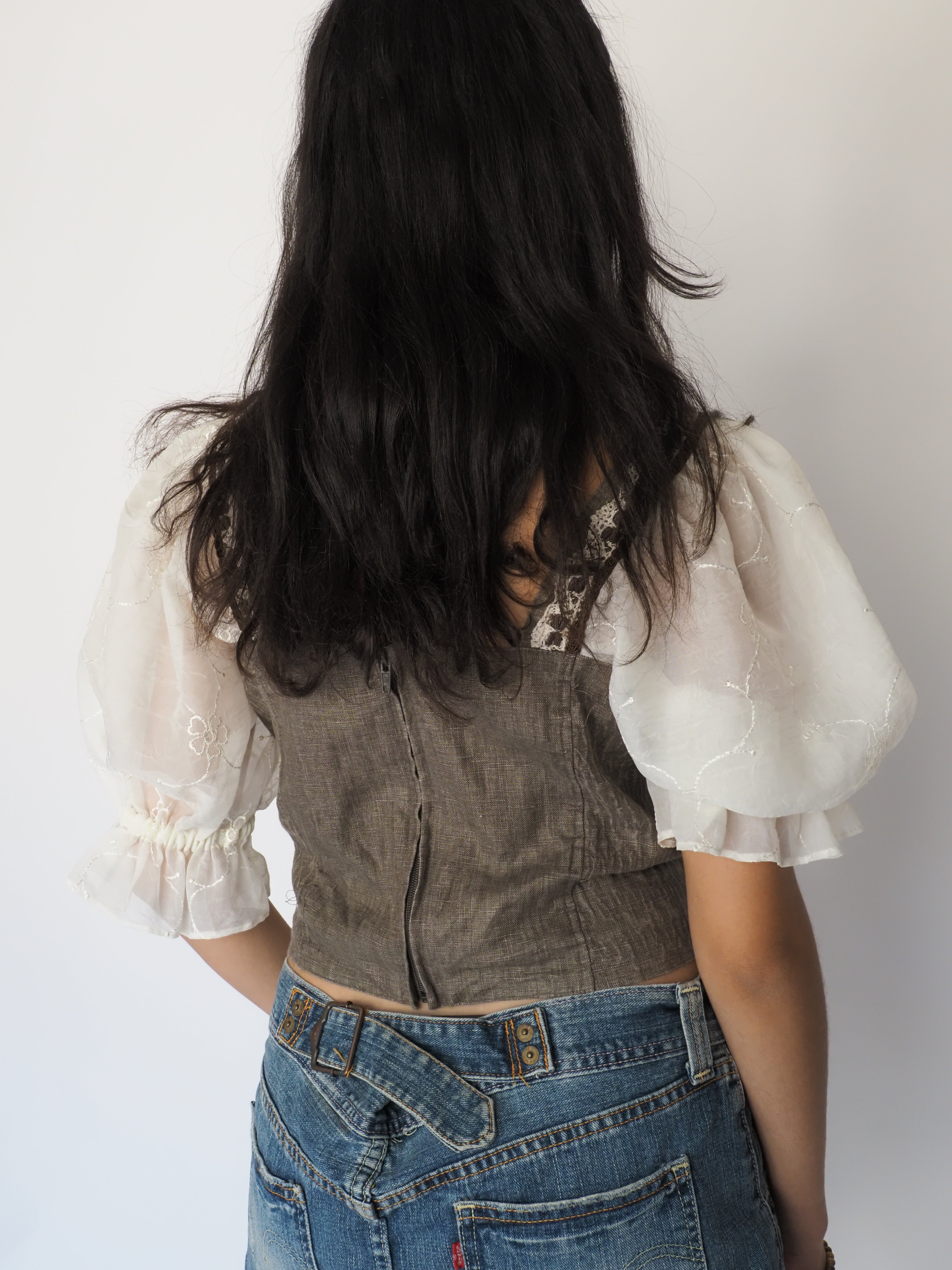Vintage Cottagecore Puff-Sleeve Dirndl-Inspired Corset Blouse