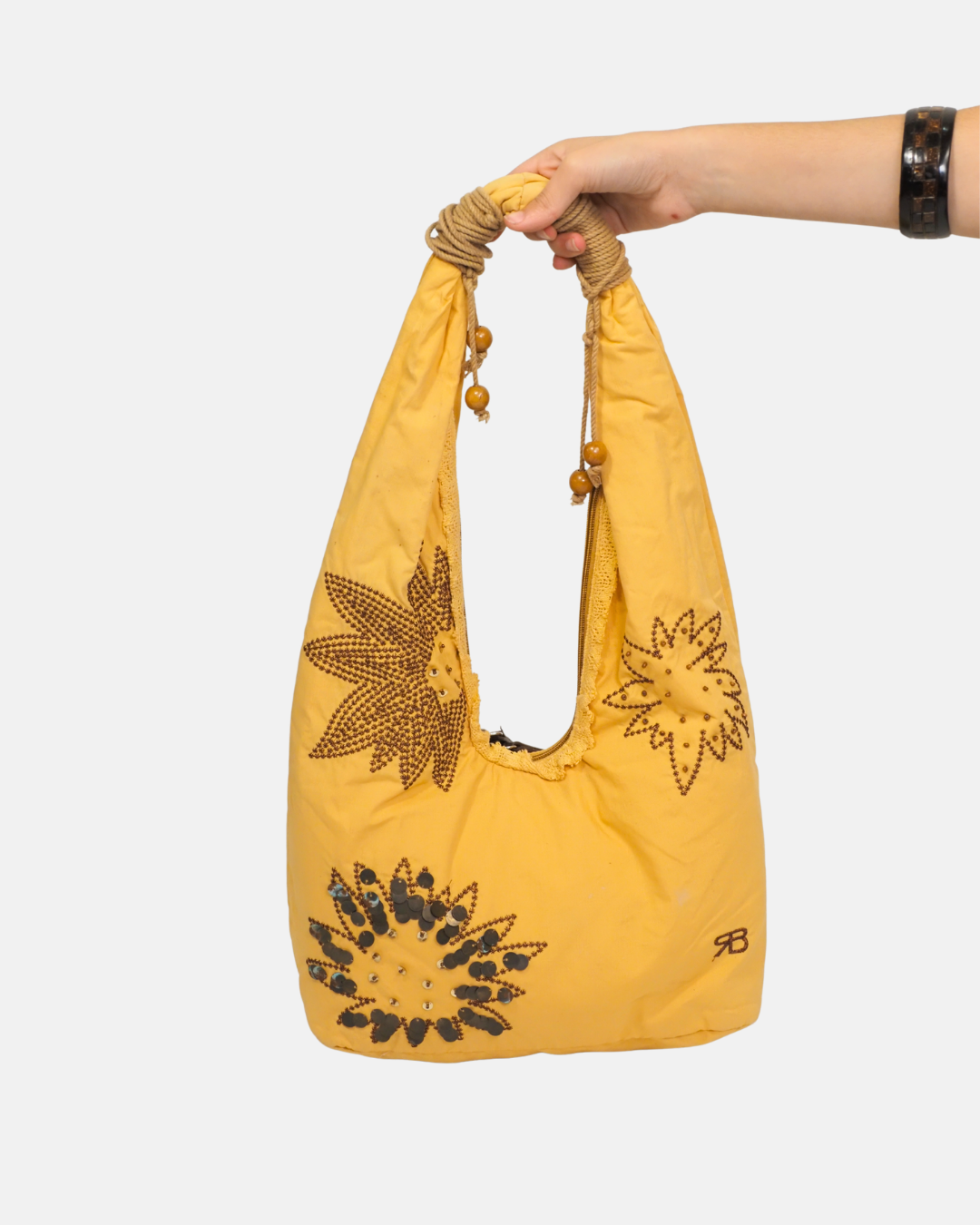Renato Balestra Y2K Yellow Embellished Hobo Bag