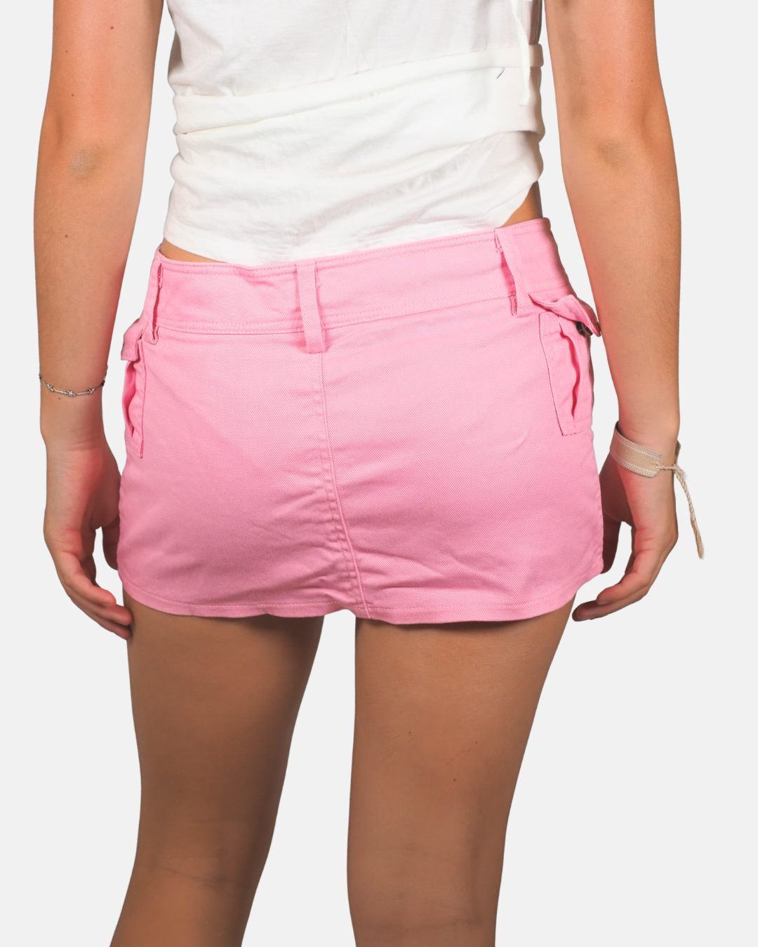 Pink Low-Rise Cargo Mini Skirt