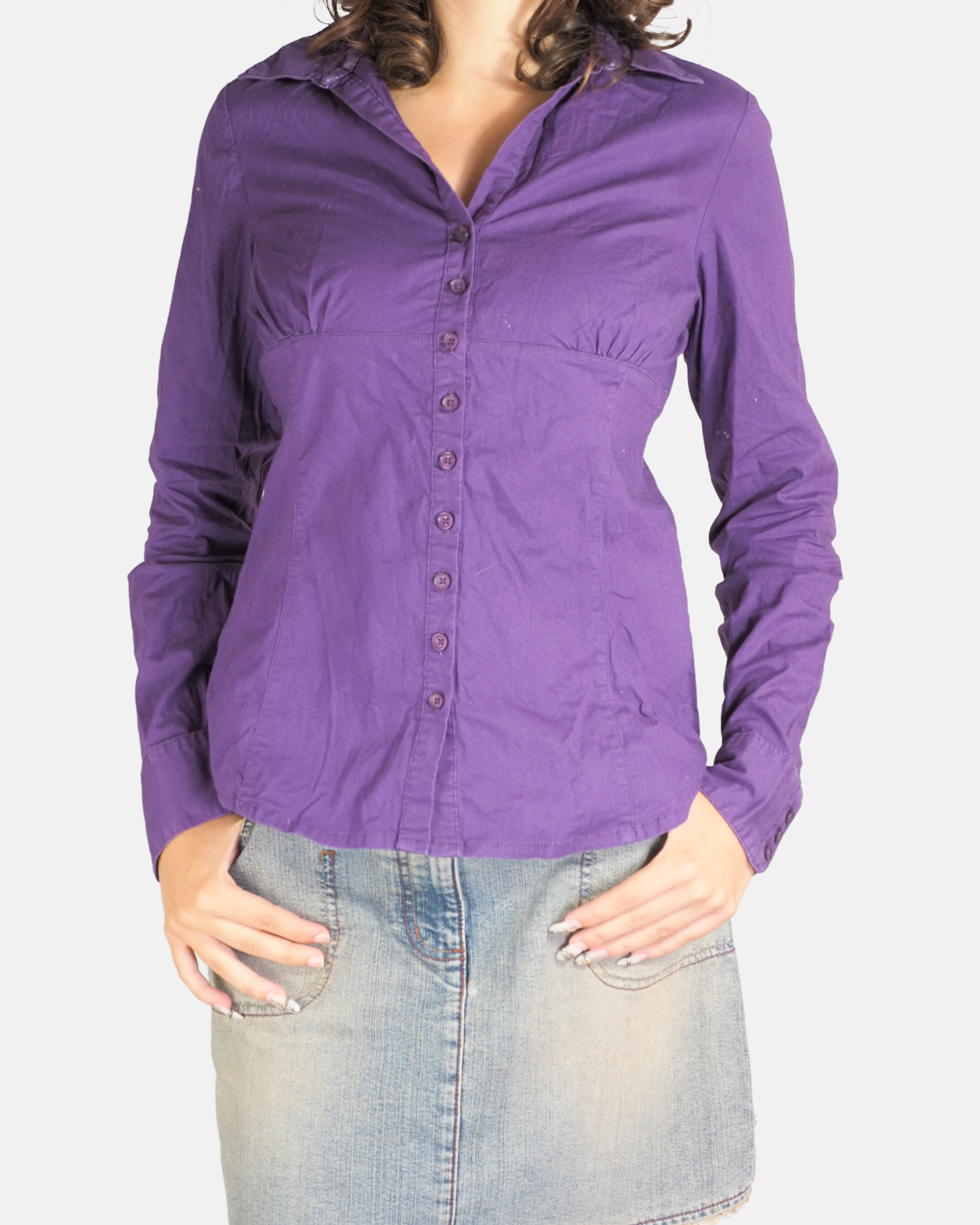 Purple Fitted Button-Up Shirt - Terranova