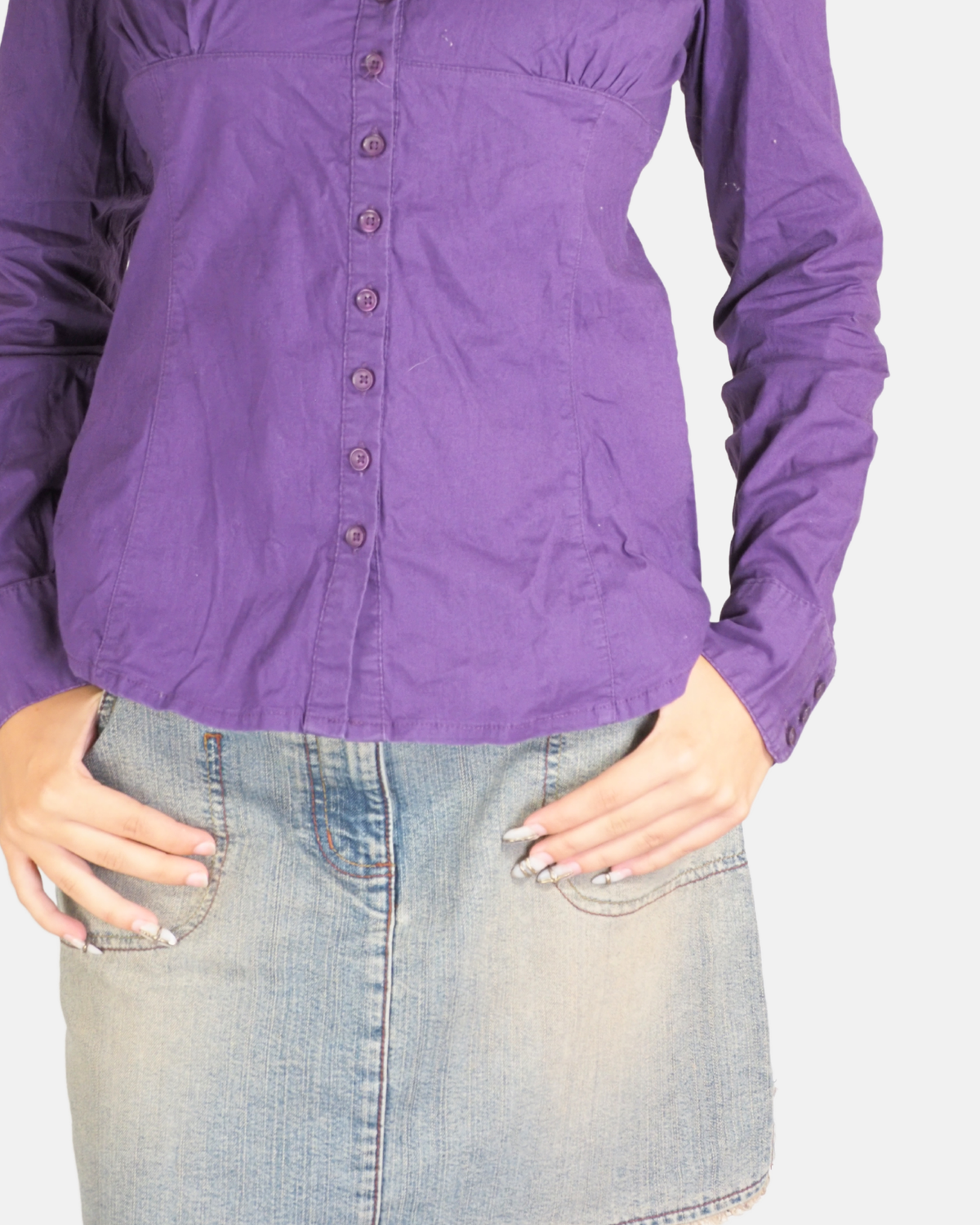 Purple Fitted Button-Up Shirt - Terranova