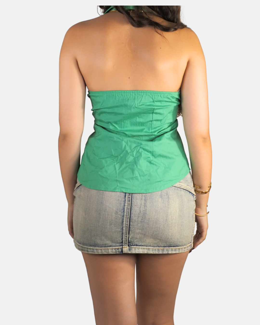 Y2K Green Ruched Halter Shirt - Millennial