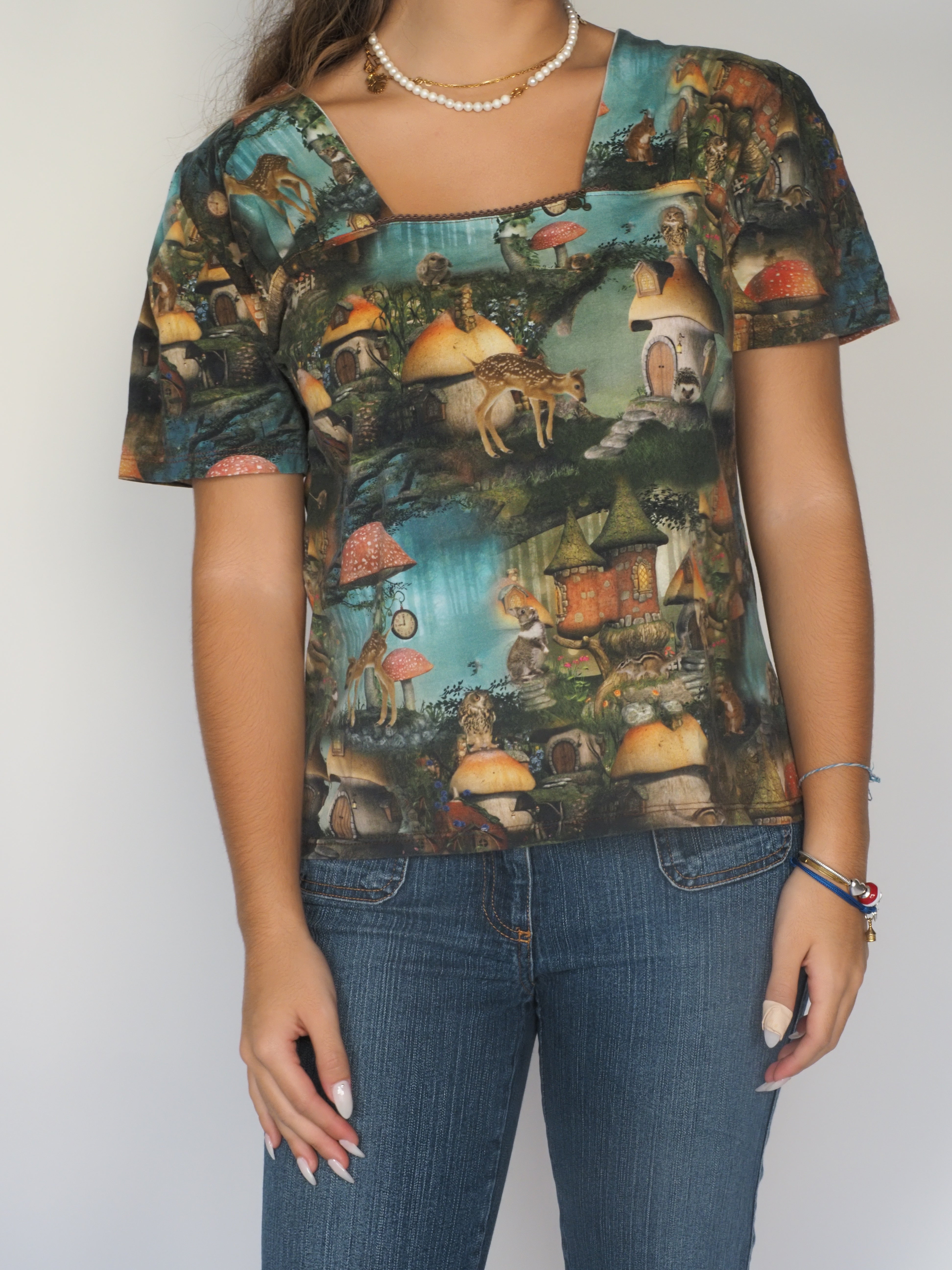 Enchanted Forest Fairycore Square Neck Top