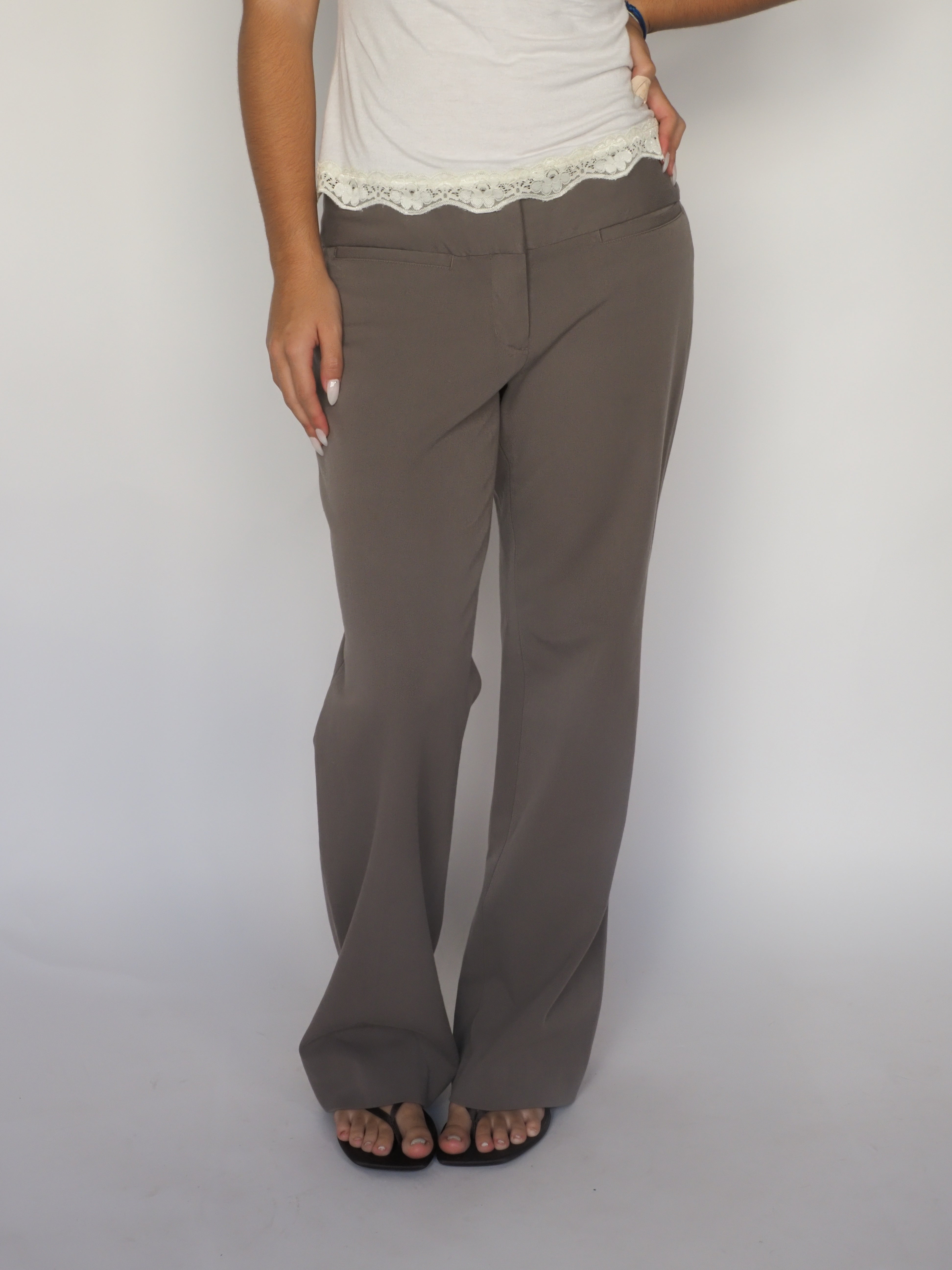 Taupe Wide-Leg Dress Trousers – Express