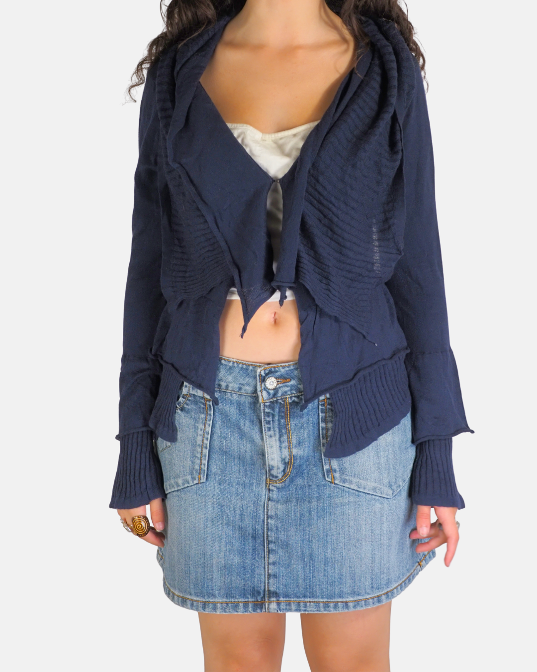 Navy Draped Knit Cardigan - Louise FD