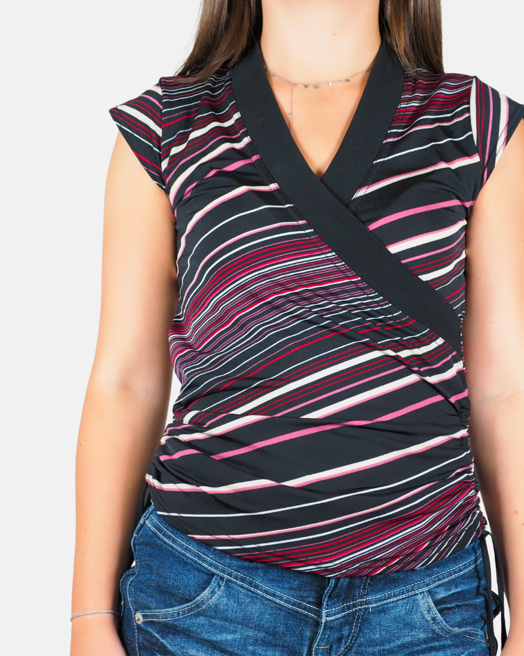 Electric Stripe Wrap Top by Evita