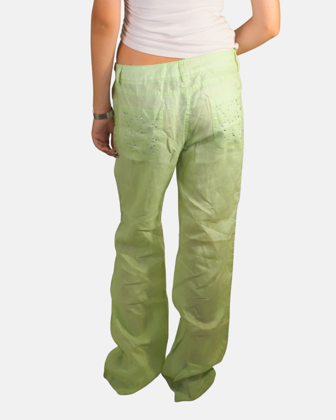 Y2K Lime Green Straight Cut Trousers - Hello Kiss