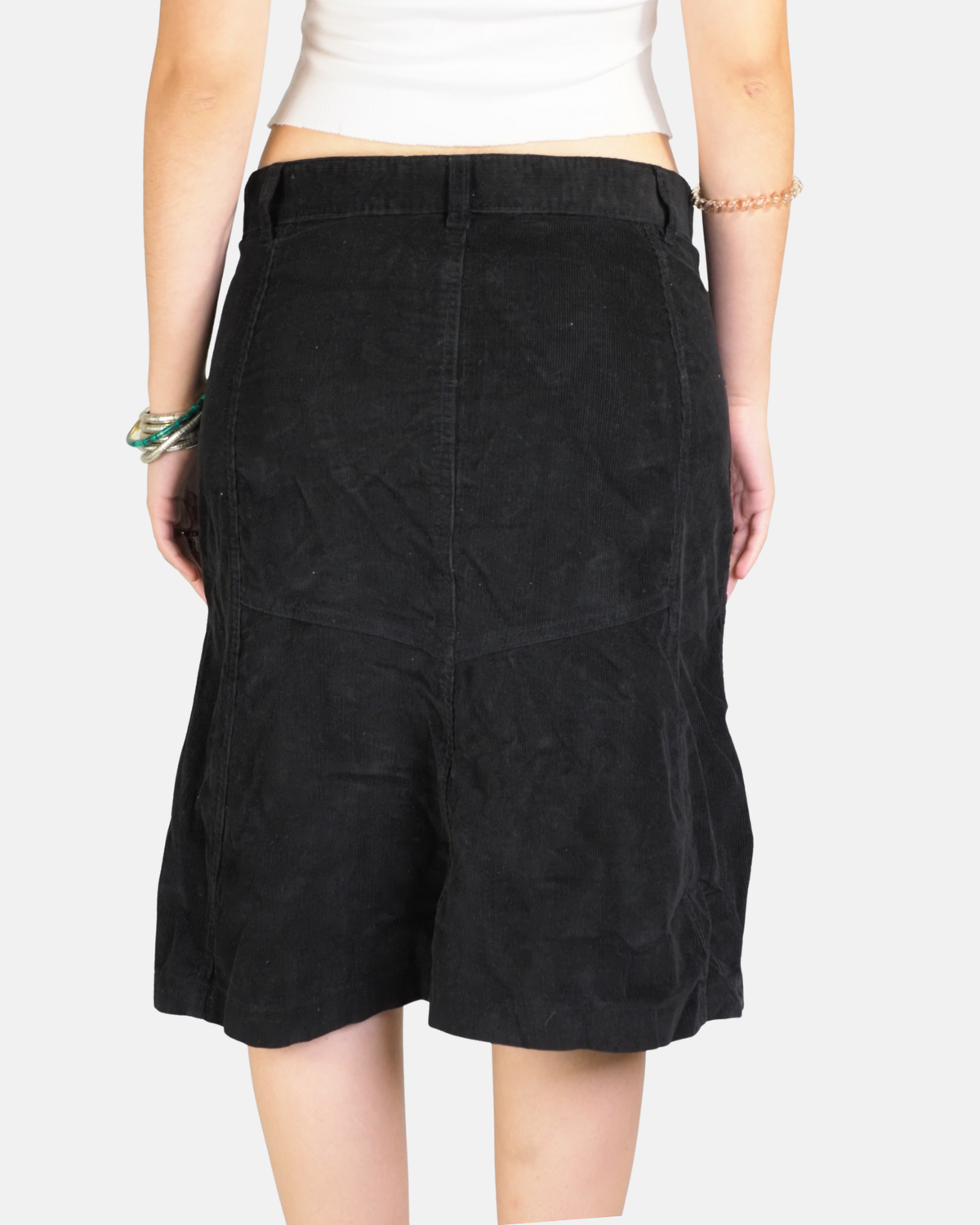 Black Corduroy Low Rise Midi Skirt - ZARA TRF