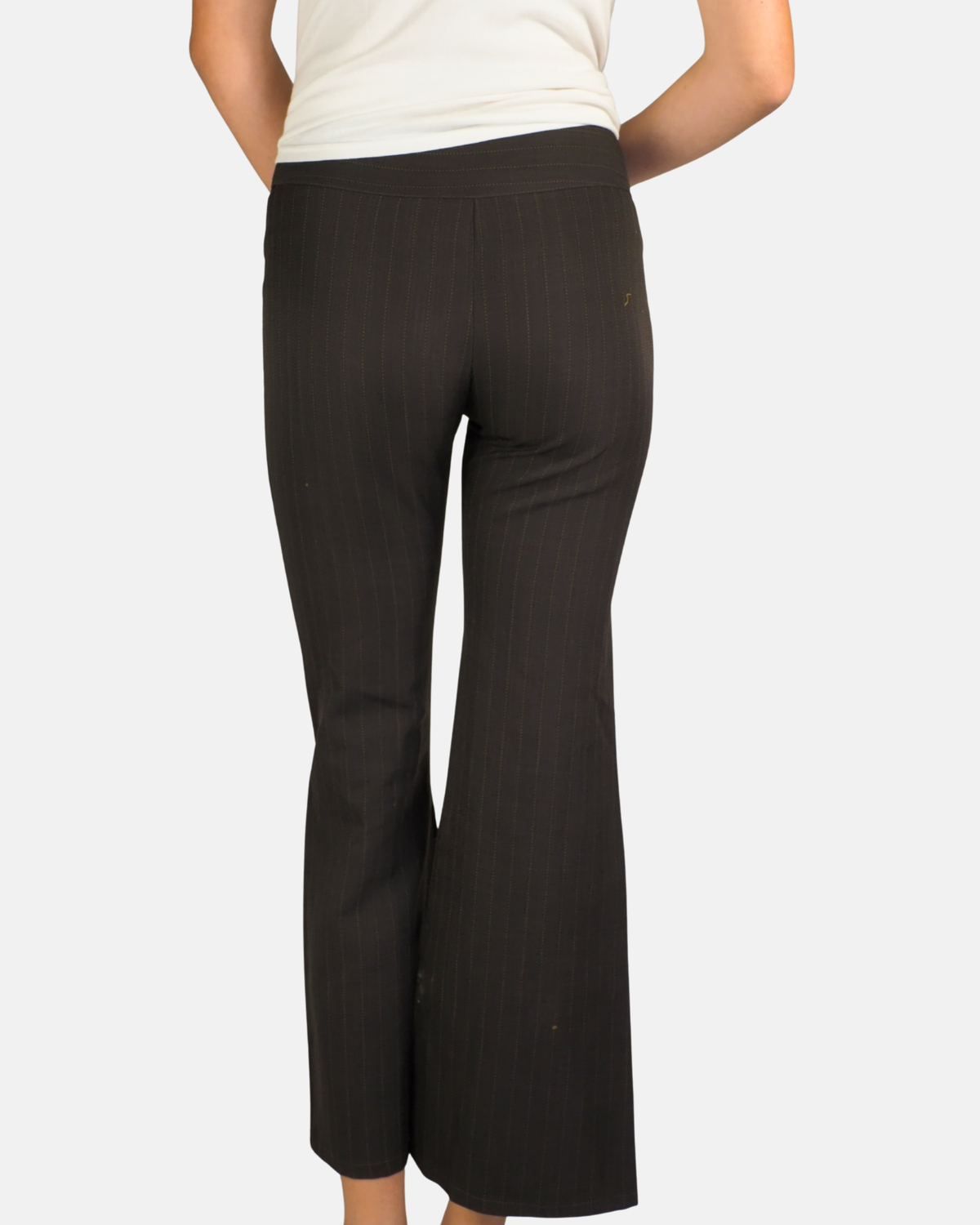 Y2K Brown Pinstripe Flared Tailored Trousers