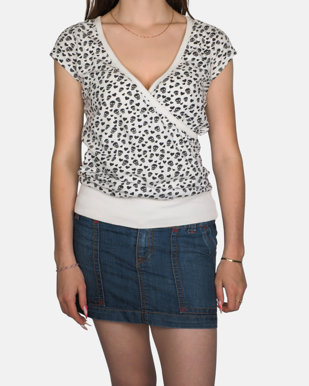Y2K Skull Print Wrap Top — Roek Spar