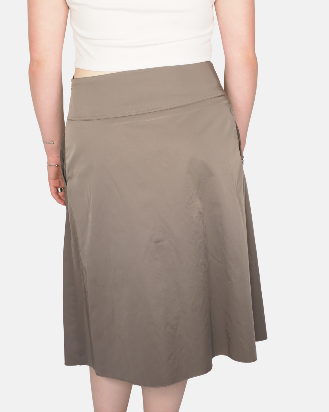 Y2K Lace-Up Waist Midi Skirt
