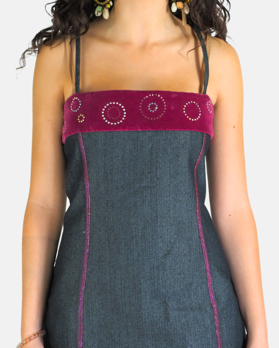 Grey Denim Pinky Velvet Mini Dress - Ice Jeans by Iceberg
