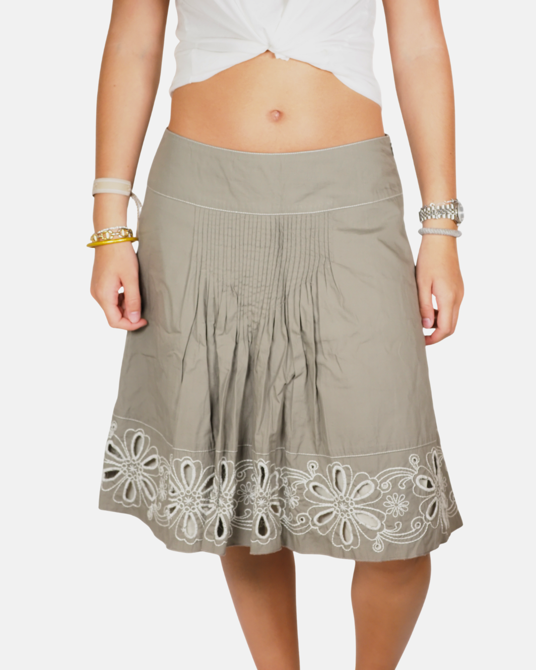 Y2K Embroidered Boho Midi Skirt - Promod