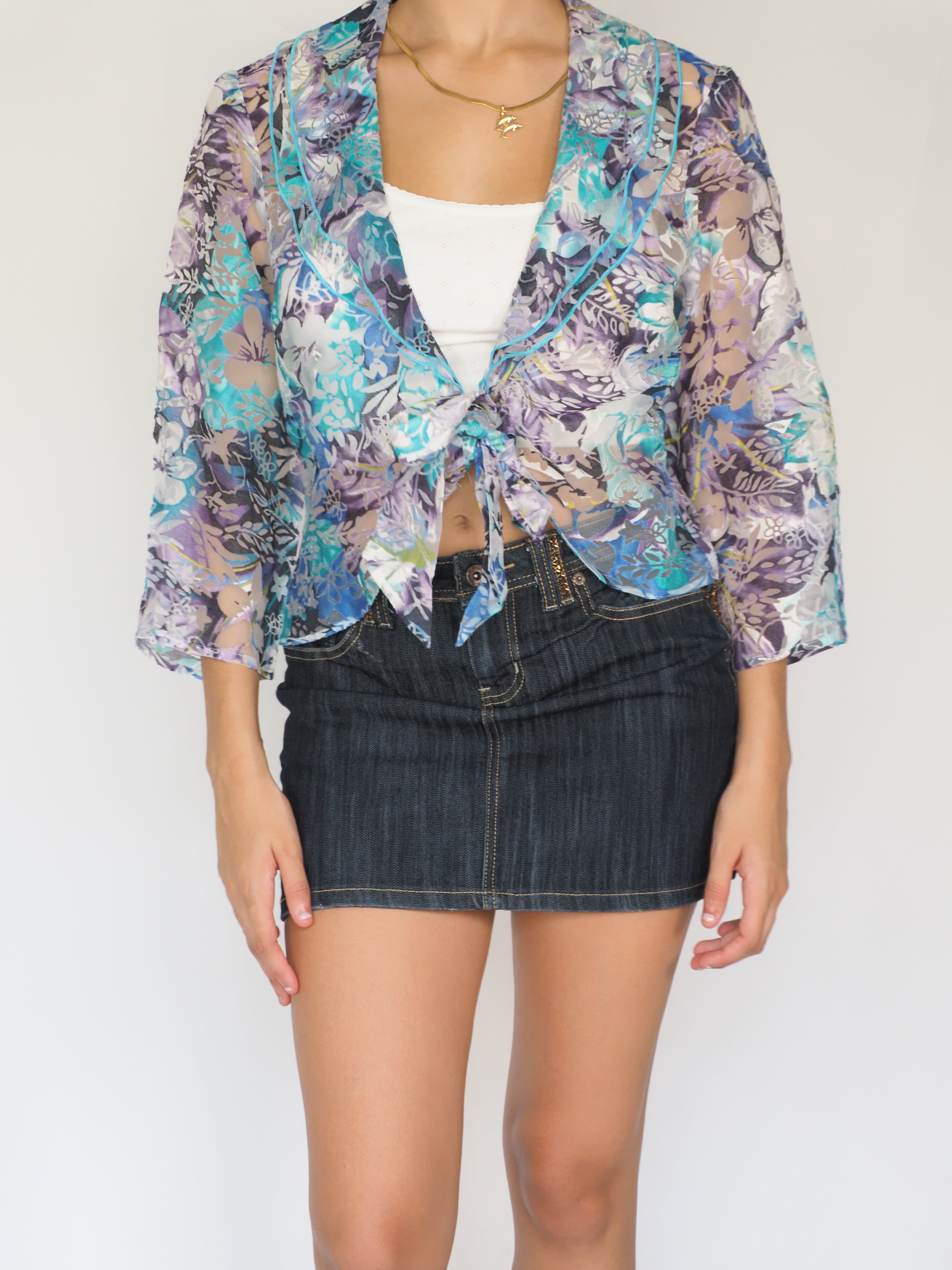 Sheer Floral Tie-Front Blouse – Albertson