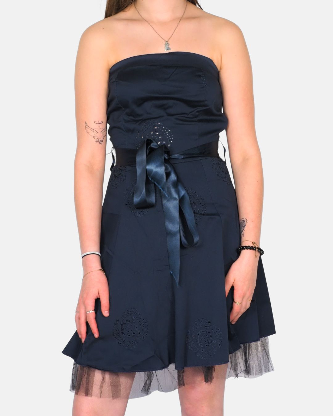 Y2K Strapless Satin Bow Mini Dress