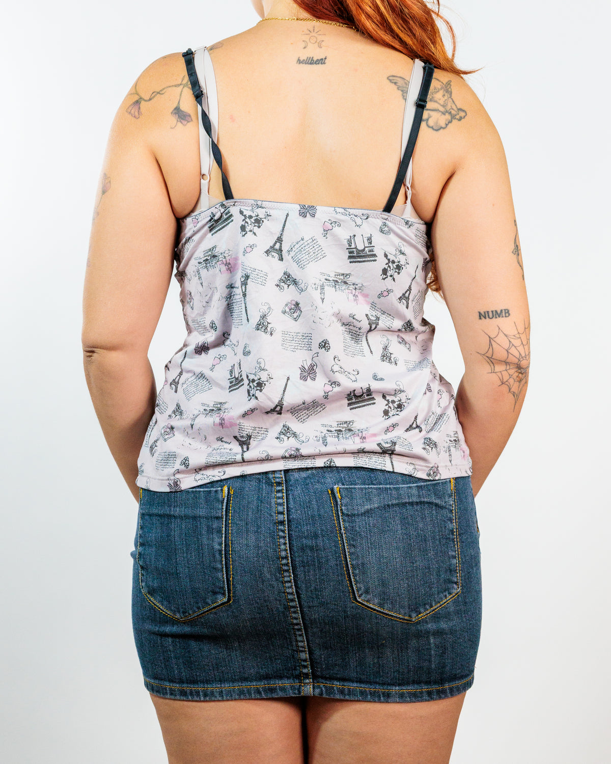 Paris Print Lace Trim Y2K Cami Top- No Excuse