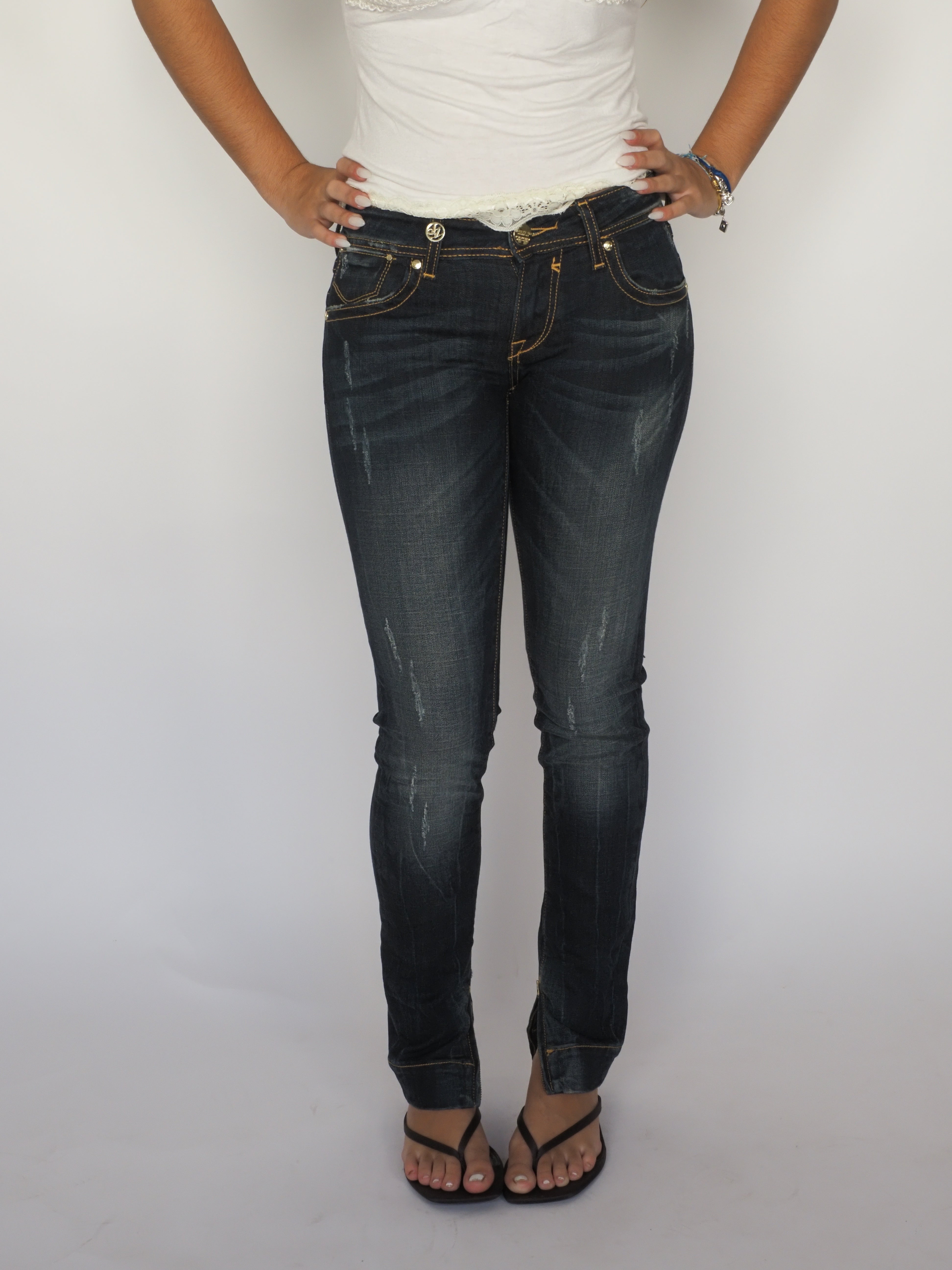 Eighty Sin Dark Wash Distressed Skinny Jeans