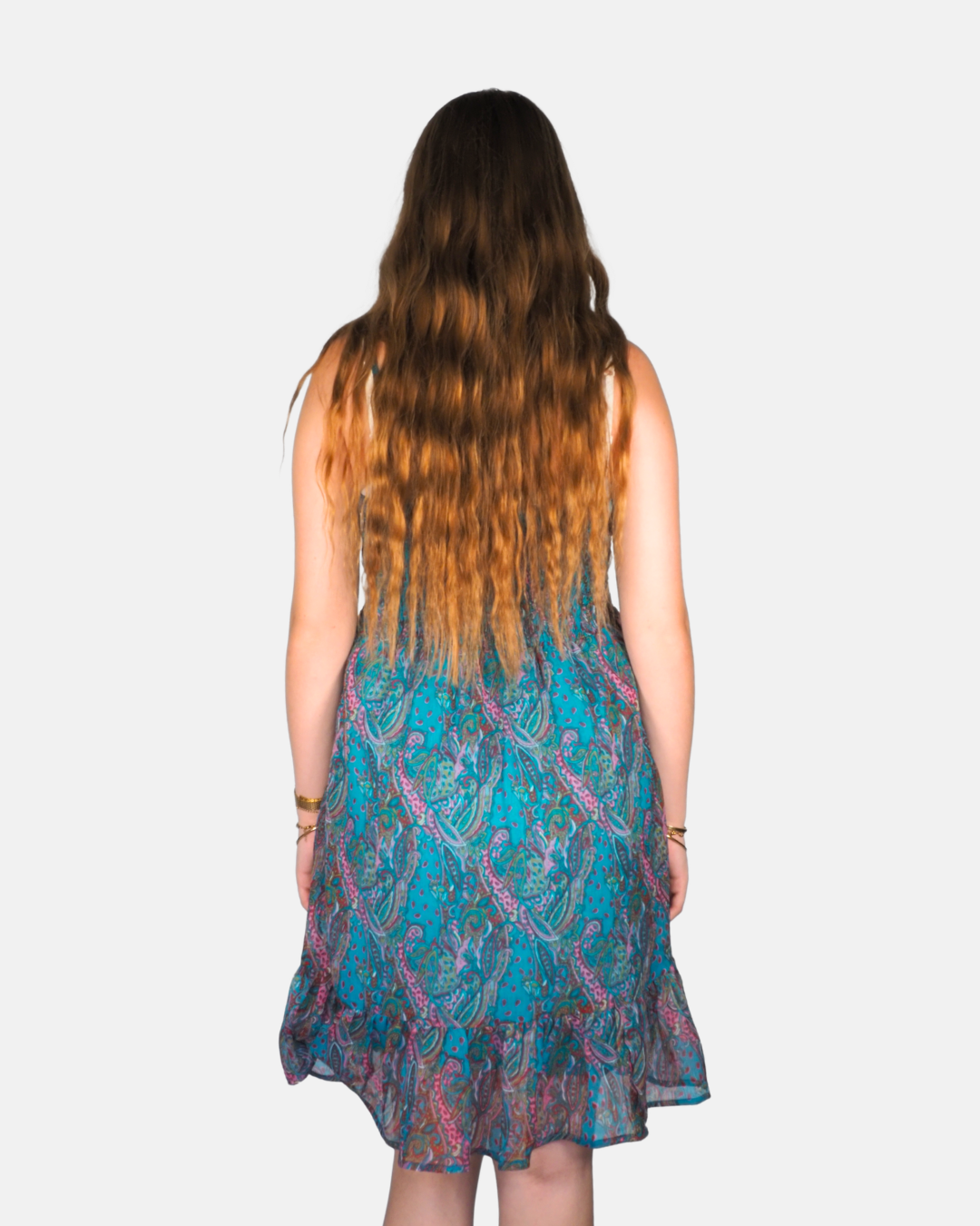 Young Teal Paisley Boho Sundress