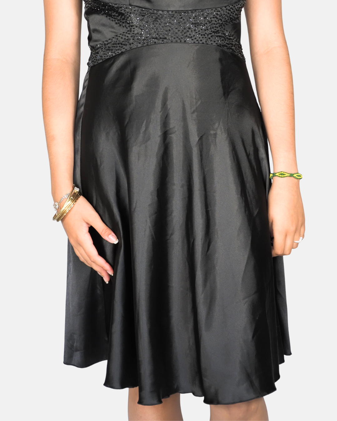 Vintage Noir Satin Halter Cocktail Dress