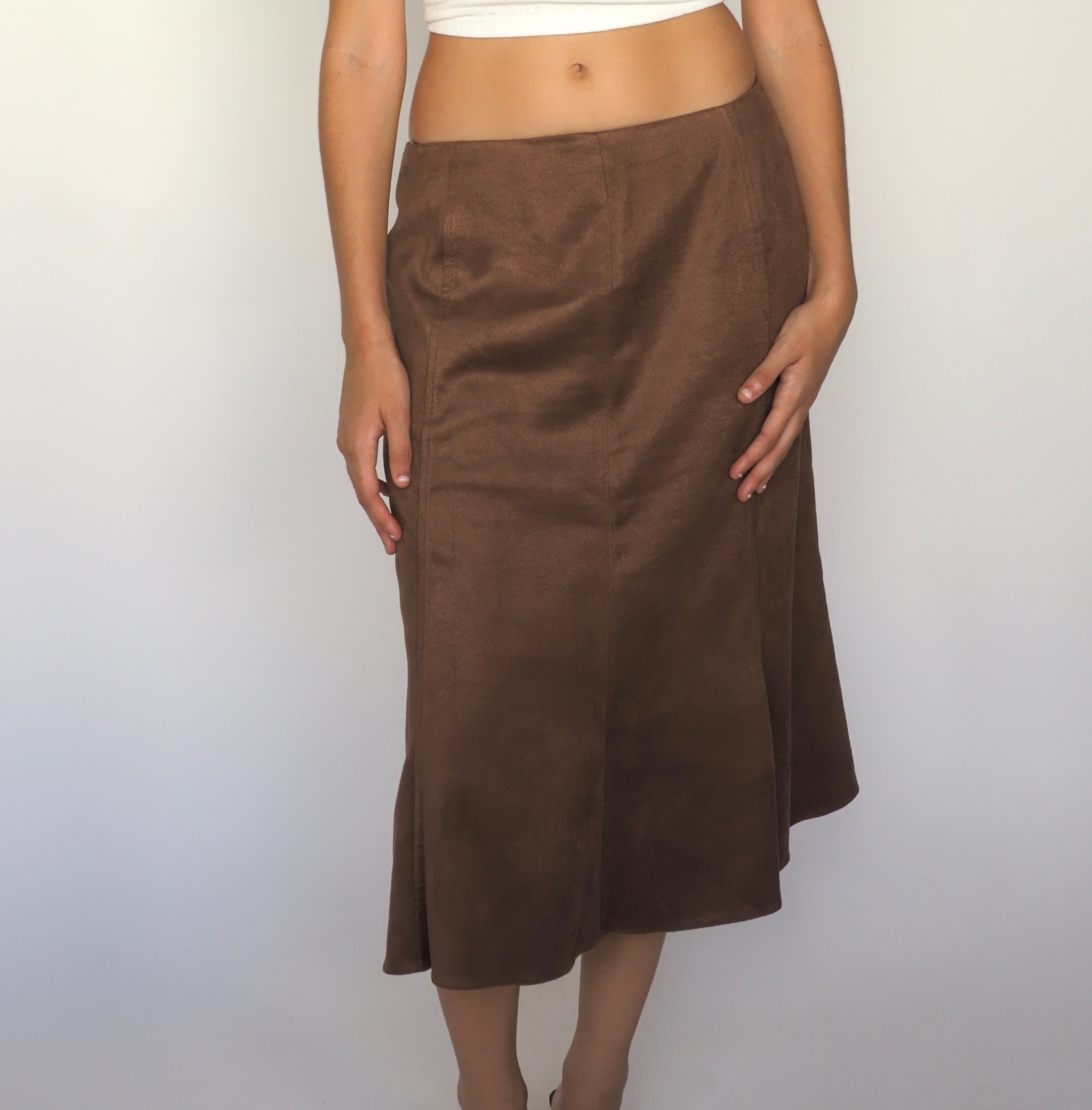 Chocolate Brown Faux Suede Midi Skirt – Jacques Vert
