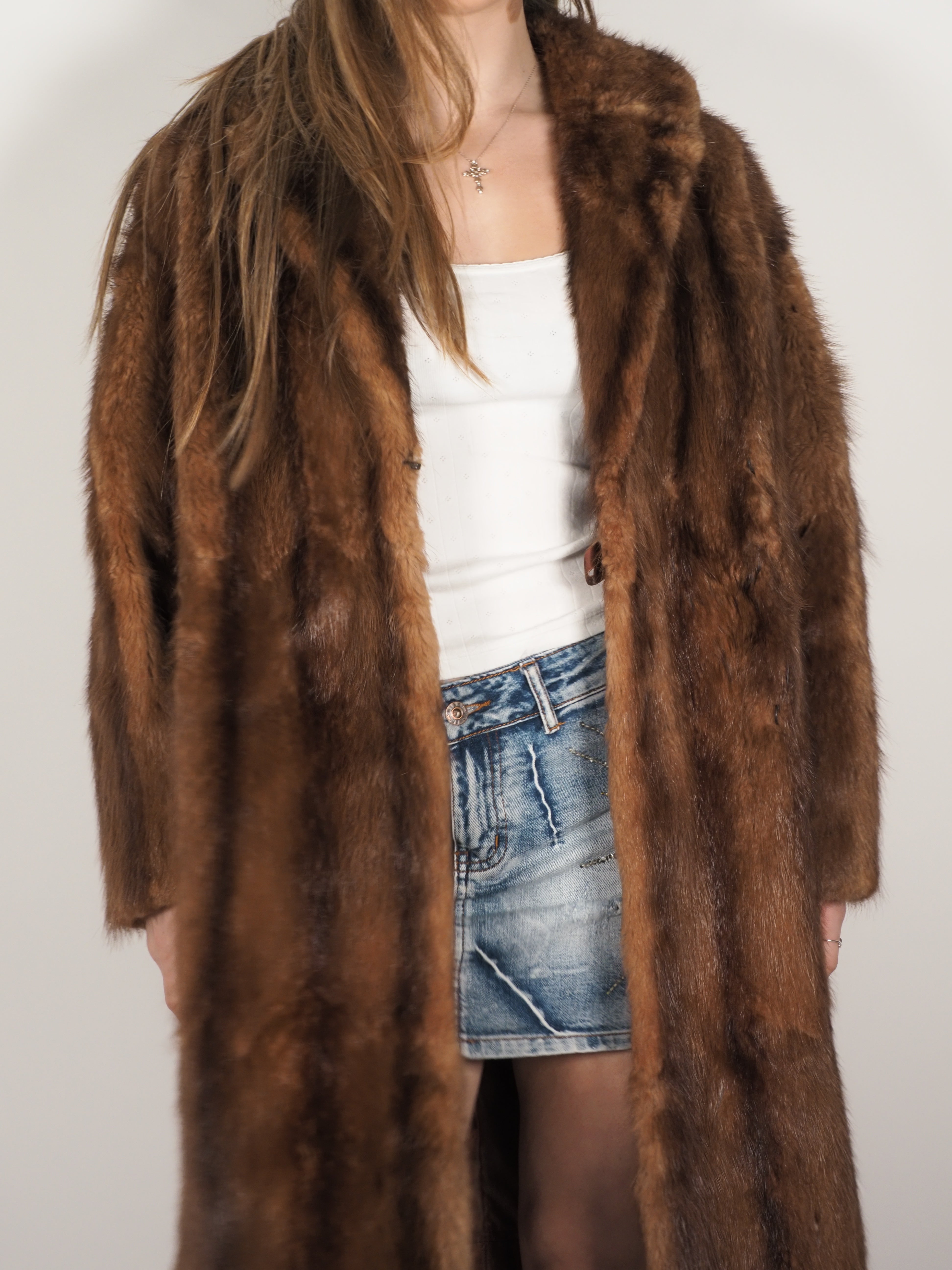 Italian Real Fur Vintage Coat – Rich Chocolate Brown