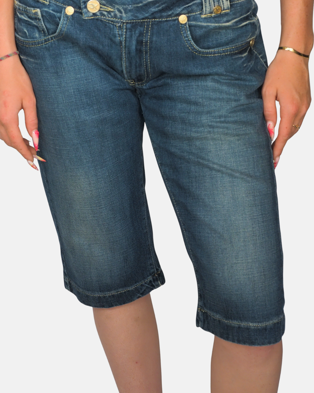 X-Cape Dark Wash Denim Capri Jeans