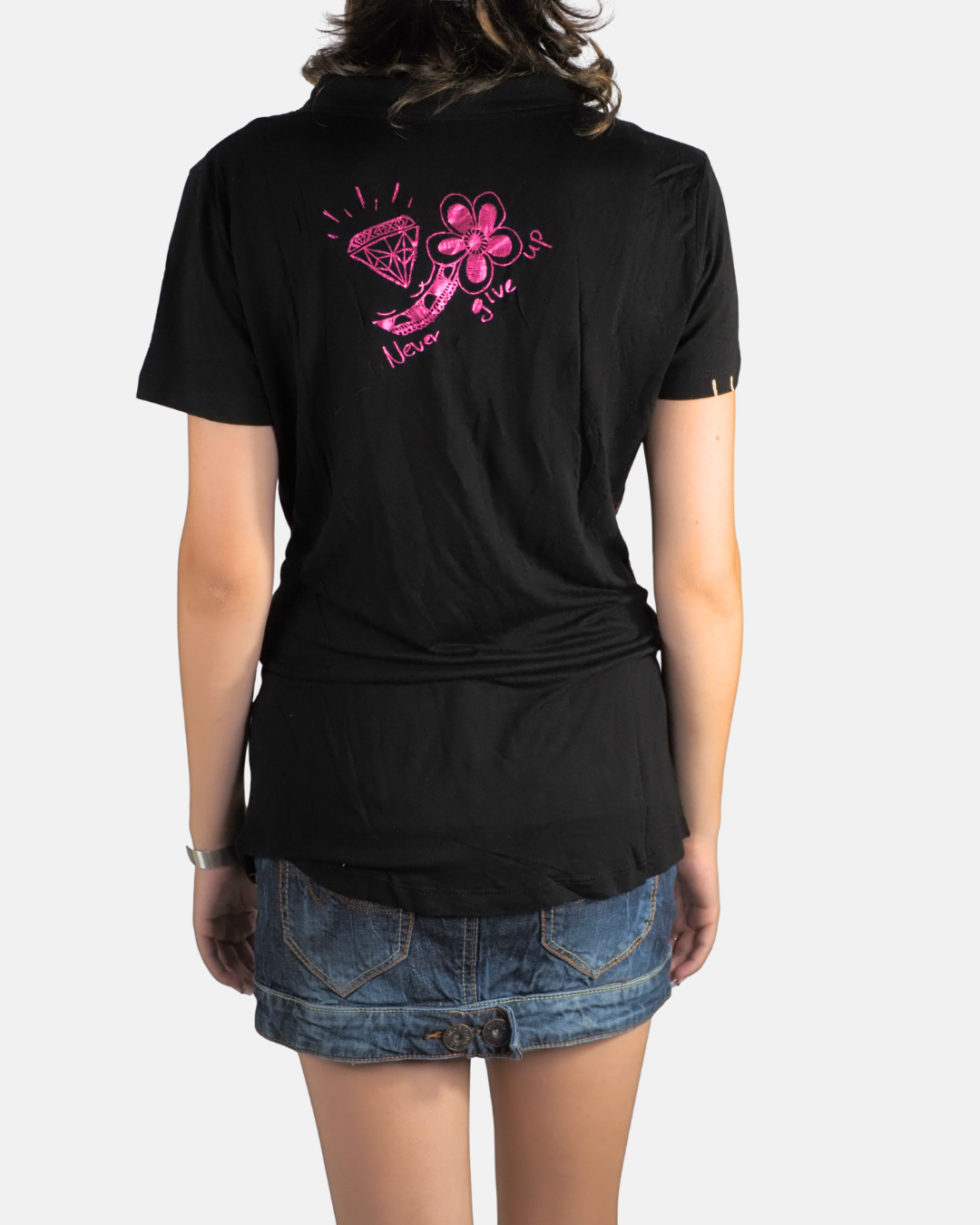 Y2K Black Graphic Cowl Neck Top by Desigual