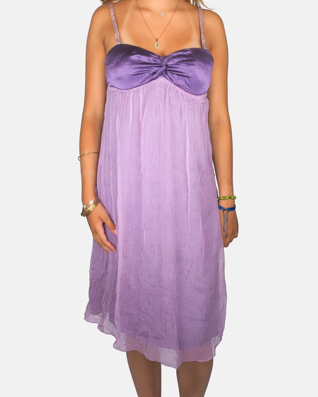 St. Emile Silver Lilac Strapless Chiffon Dress