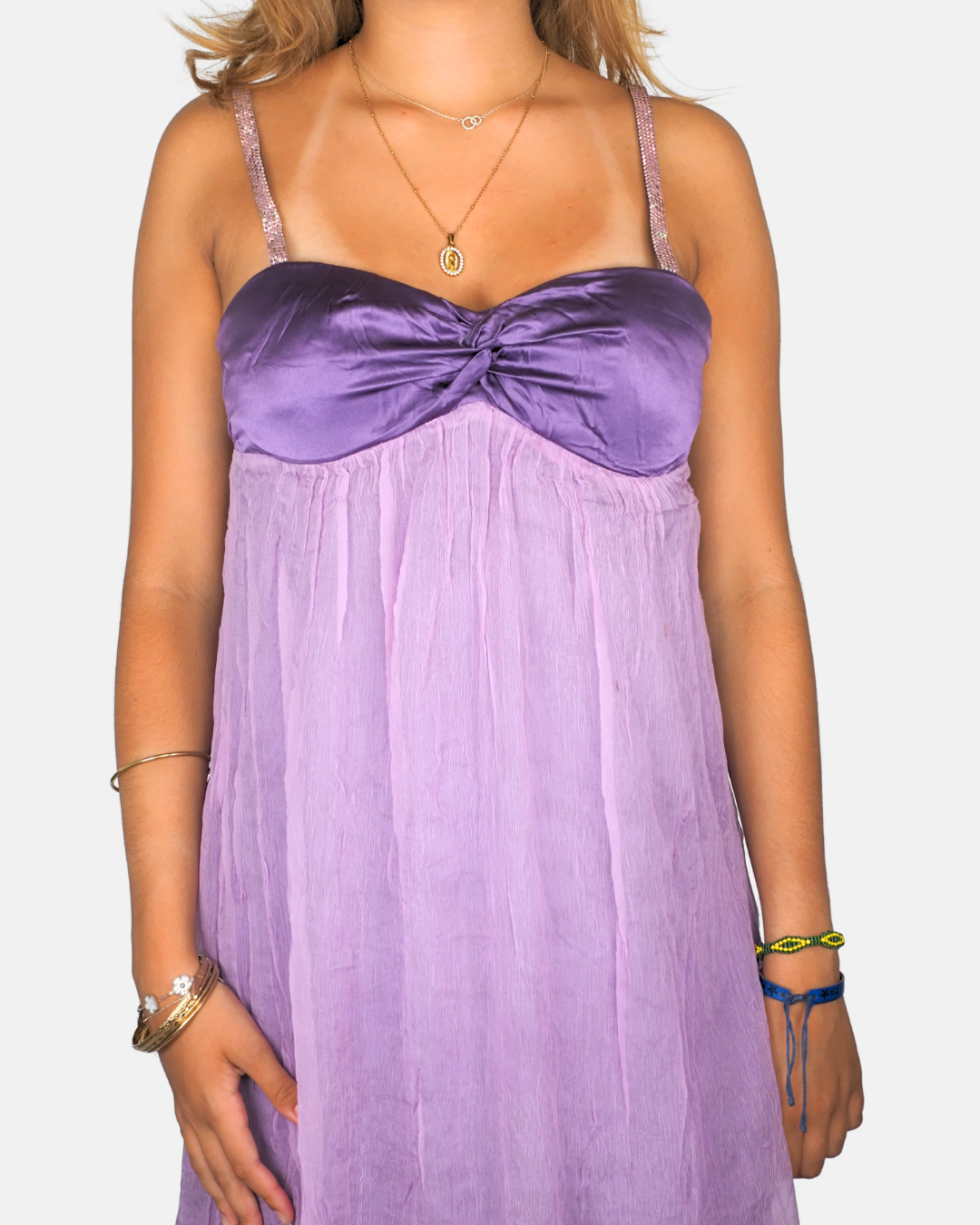 St. Emile Silver Lilac Strapless Chiffon Dress