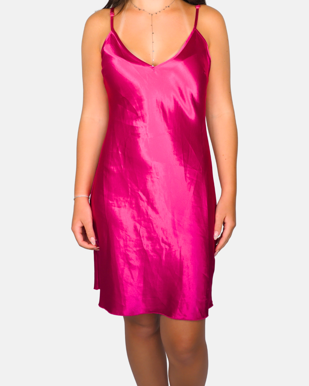 Phard Fuchsia Satin Slip Dress